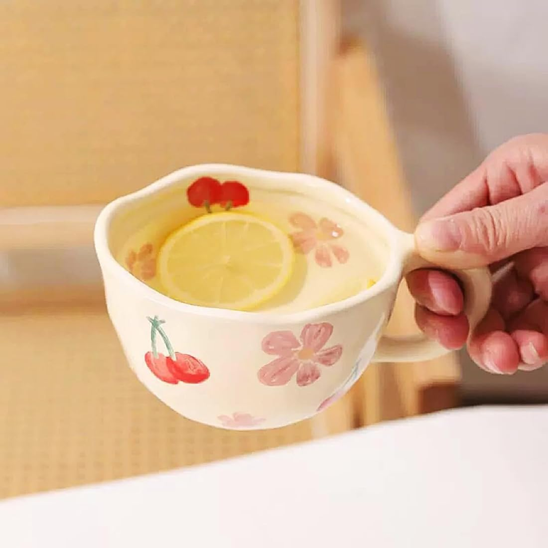 Ceramic Flower Mug, Vintage Floral Coffee Cup with Handle - 8.5 Oz/250 Ml Creative Porcelain for Latte, Tea, Cappuccino, Cocoa image number 1