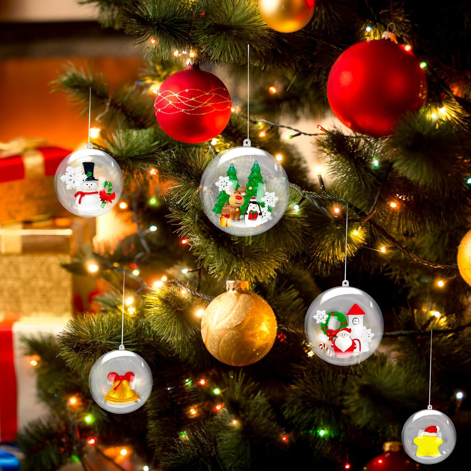 25 PCS Clear Plastic Fillable Ornaments,Transparent DIY Craft Ball,Clear DIY Christmas Ornament 5 Different Sizes for Wedding,Party,Home Decor image number 1