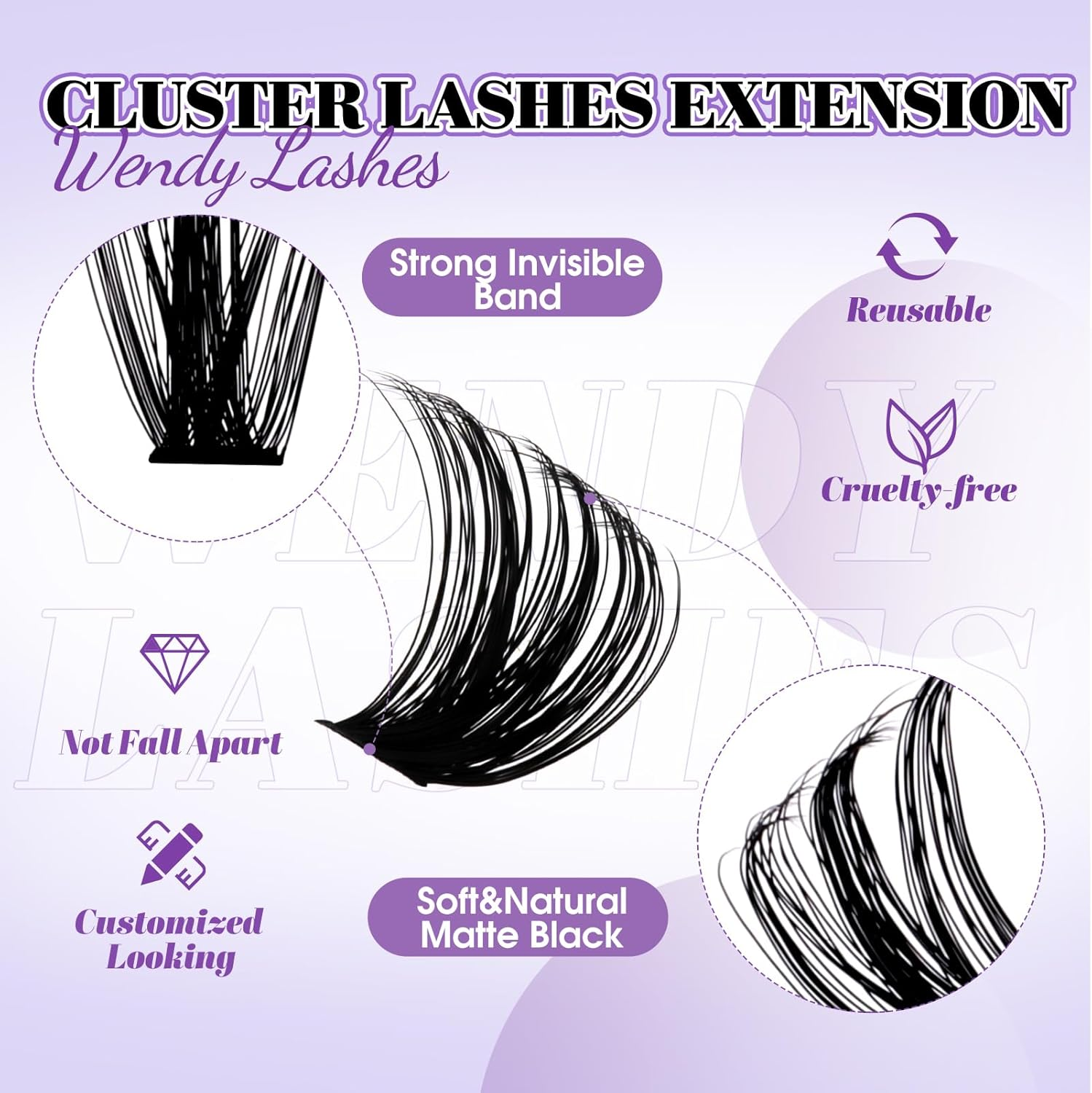 WENDY Lash Clusters Spikes Eyelash Clusters Bottom Lashes Volume Cluster Eyelash Extensions DIY Manga Cluster Eyelash at Home（Spikes-80D+100D-D-12-18Mm） image number 5