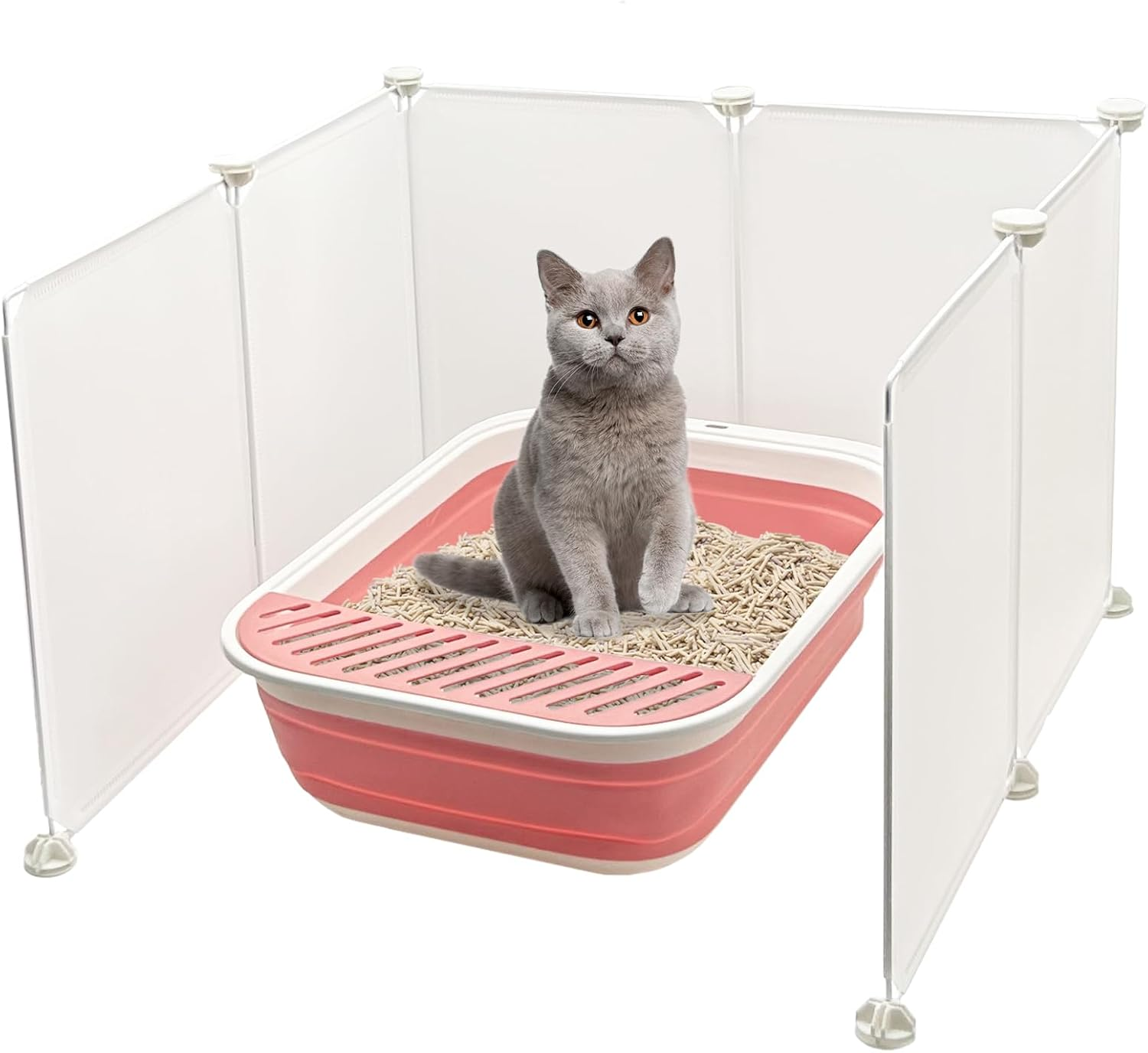 VCEPJH Cat Litter Box Enclosure Splash Guard Extra Large High Wall Pee Shields DIY Privacy Screen for Litterbox Barriers L24 Xw22.8Xh15.7 in White (Kitty Boxes Not Included) image number 2