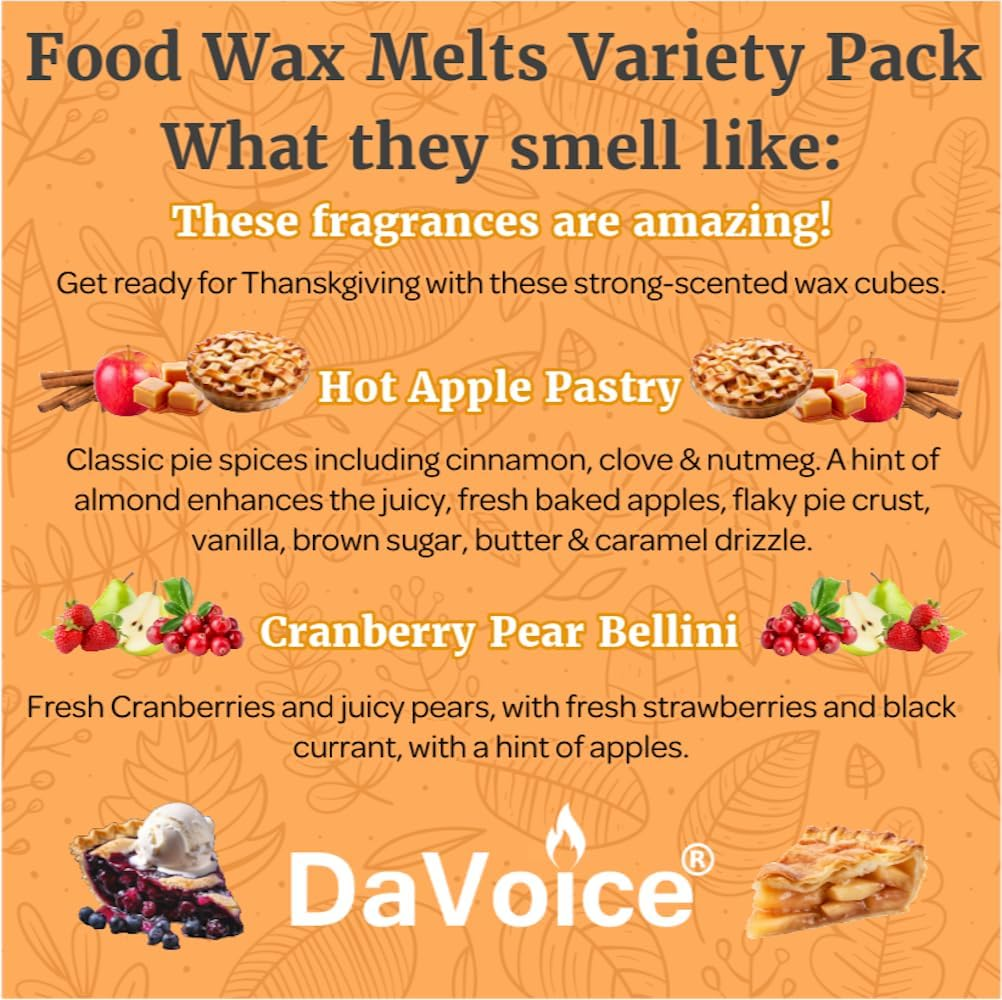 Fall Wax Melts Wax Cubes 5 Pack - Orange Cranberry Blueberry Apple Wax Melts Fall Scents, Soy Blend Fall Scented Wax Melts, Cookie Food Wax Melts (30 Cubes, 11 Oz, Thanksgiving Wax Melts Variety Pack) image number 1