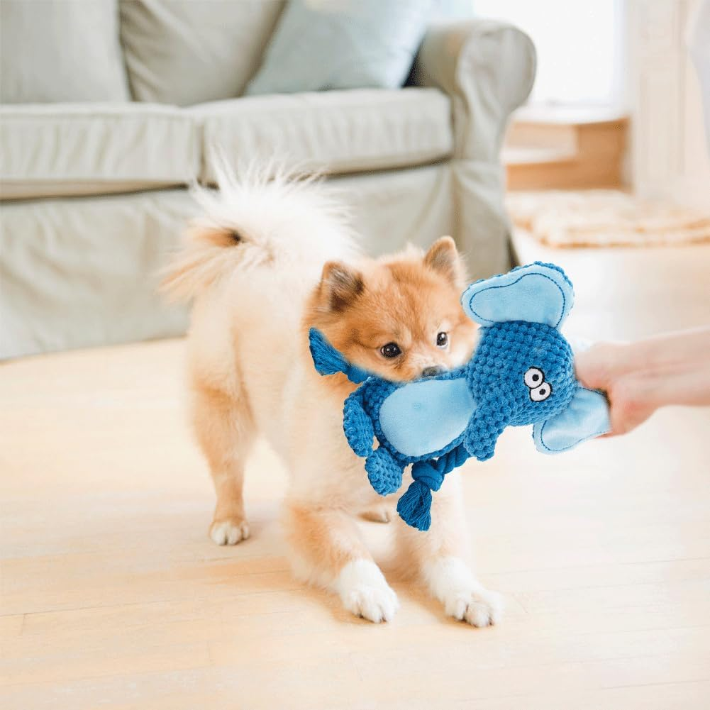 2025 Plush Dog Toy - Squeaky & Indestructible Chew Toy for Small Medium Dogs, Interactive Soft Stuffed Toy, Washable & Lightweight for Puppies (Elephant) image number 3