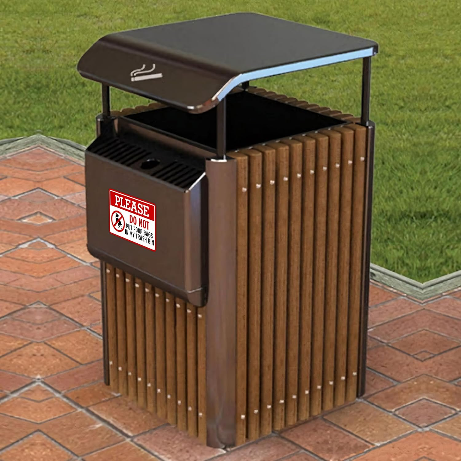 2PCS Please Do Not Dispose Poop Bags in This Trash Bin Stickers, Self-Adhesive Weatherproof Do Not Throw Dog Poop Bag in the Trash Sign, Trash Can Stickers for House，Yard，Restaurant（5.9" X 3.9"） image number 4