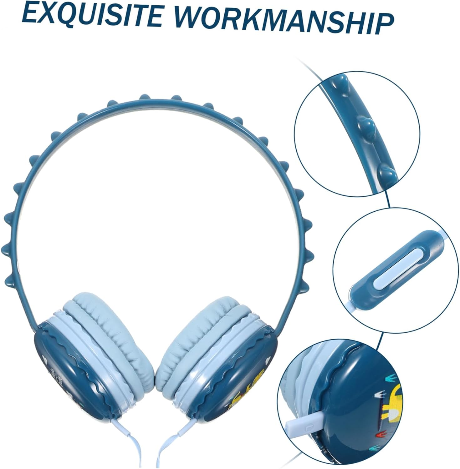 TEHAUX Dinosaur Ear Headphones for Wired Headset with Built Microphone Comfortable Ear Cushions Compatible with Laptop Tablet for Online Classes and Gaming image number 2