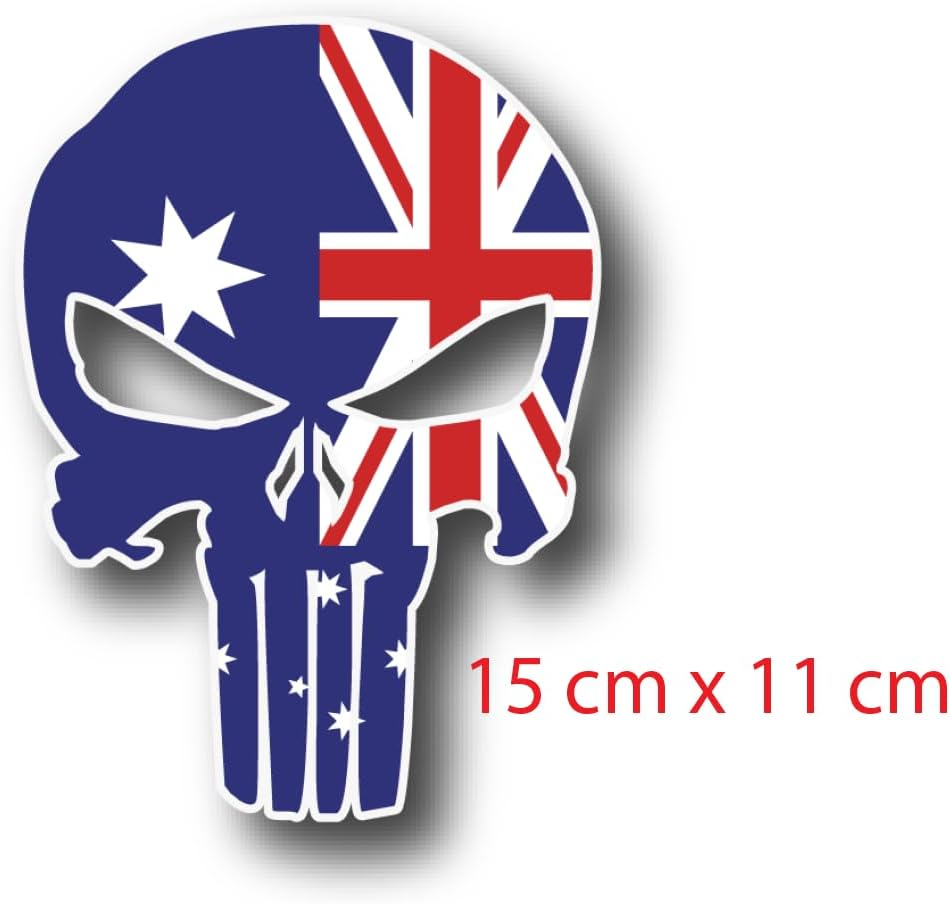 Australian Flag Skull Sticker Decal &ndash; 15X11Cm Vinyl Car Decal, Bubble-Free, Waterproof, Aussie Patriotic Skull for Cars, Utes, Laptops image number 2