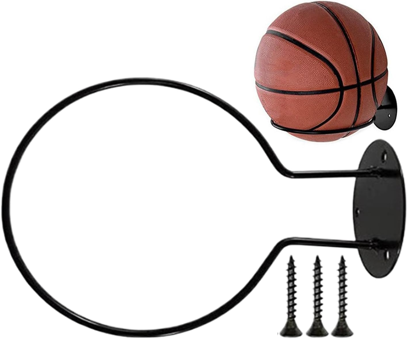 Ball Storage Holder Wall Mount - Wall Mounted Basketball Hoop, Metal Soccer Holder, Ball Stand | Boys Sports Accessories Organizer for Soccer Baseball Sports Room Home Gym Bedroom Indoor Display