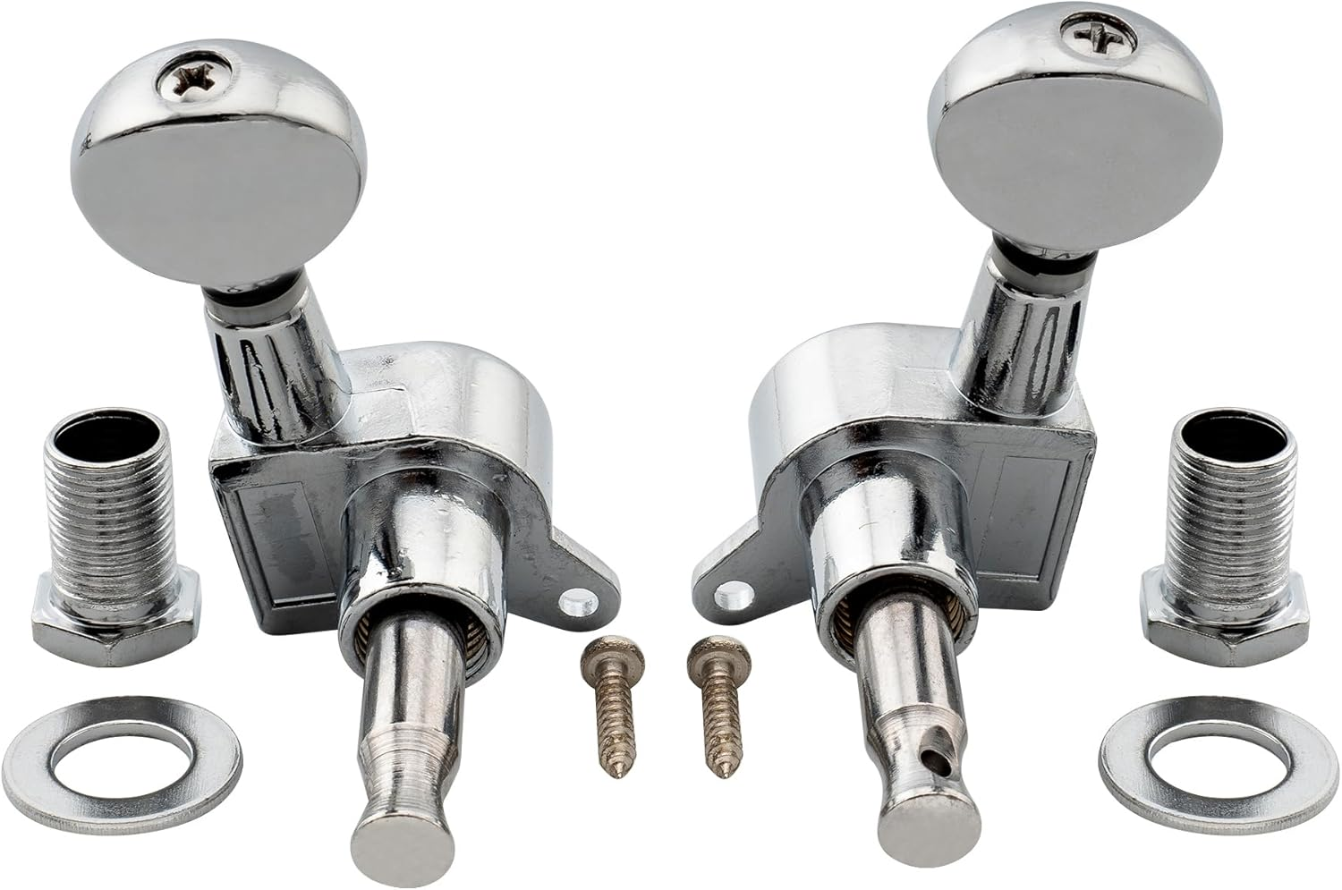 Musiclily 3L3R Sealed Guitar Tuners Tuning Pegs Machine Heads Set for Electric Acoustic Folk Guitar, Chrome Vintage Oval Button - Single R Black image number 5