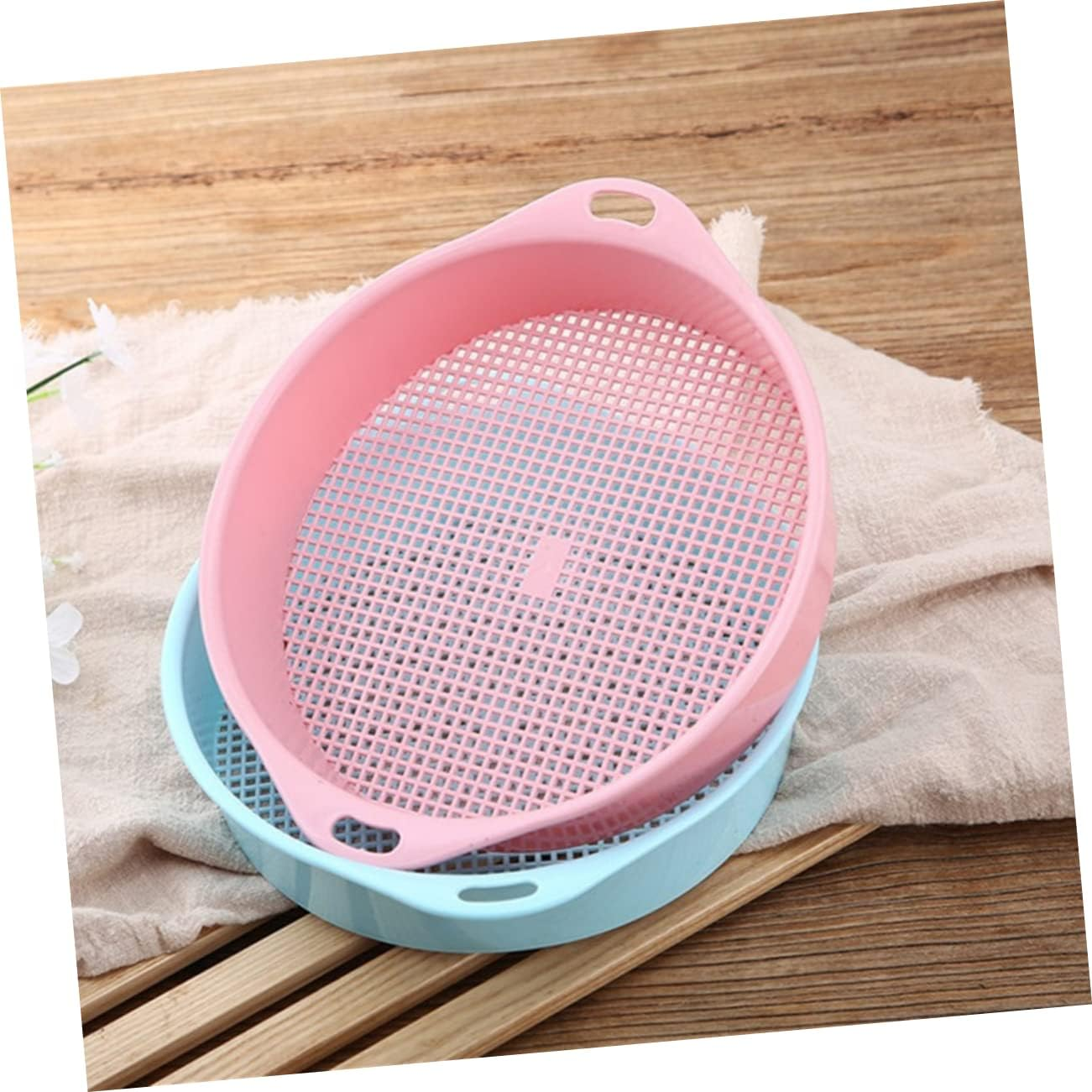 4Pcs Plastic Garden Sieve Riddle Tool Lightweight Soil Sieve with Handle for Gardens Filtering and Gravel Durable Gardening Accessories Blue image number 4