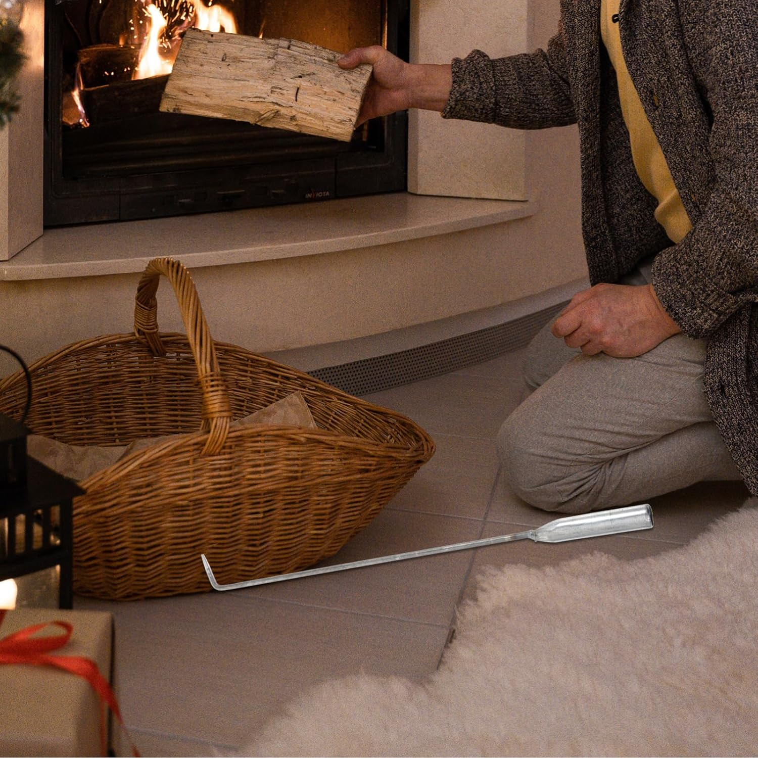 GLEAVI Handheld Charcoal Fire Poker, Iron Fire Poker for Fire Pit, Outdoor and Indoor Fire Pit Tool, Silver, 15.74 Inch image number 6