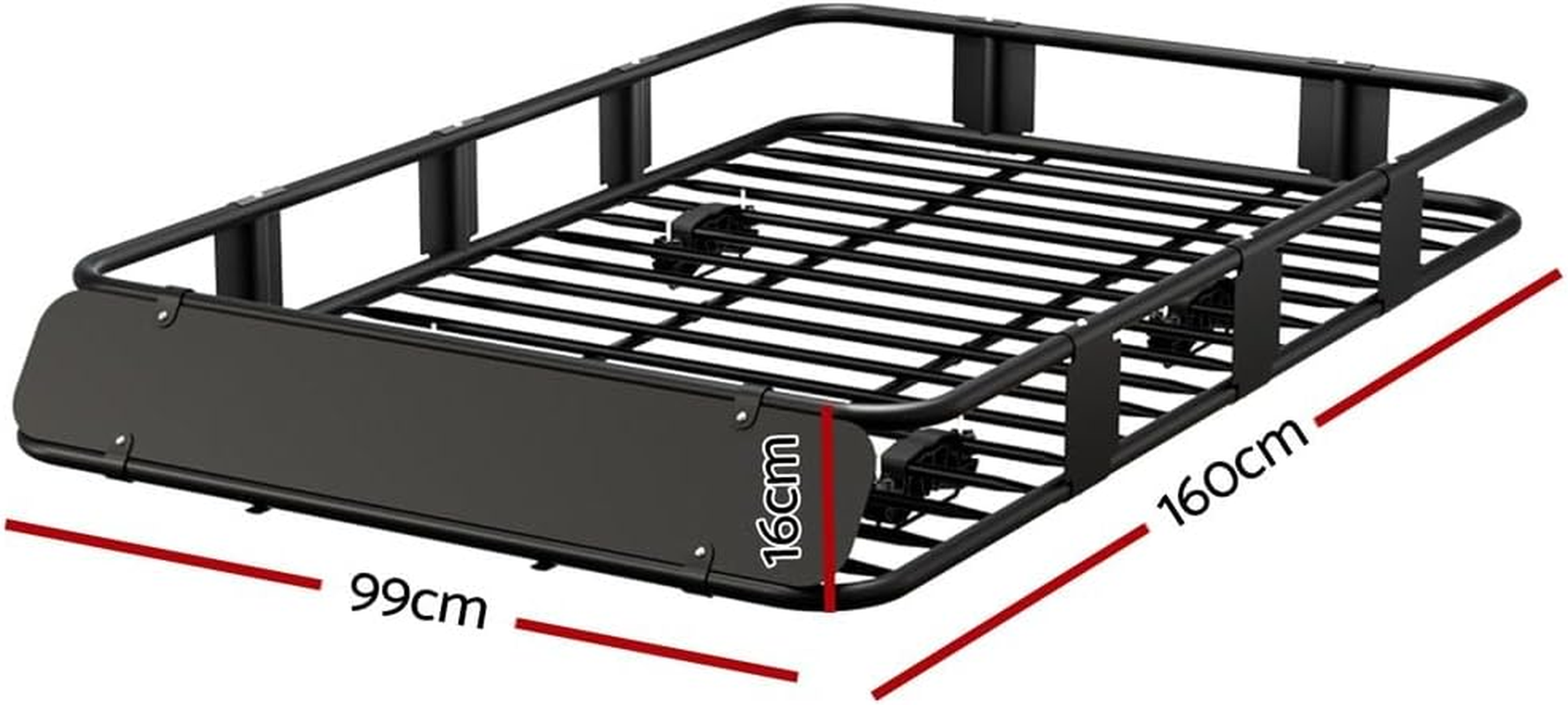 Giantz Car Roof Rack, 160Cm Length Universal Roofs Racks Storage Hitch Basket Luggage Container Cars Cargo Taxi Vehicle Accessories Transporting Storages, Steel Frame 100Kg Aluminium Black image number 3