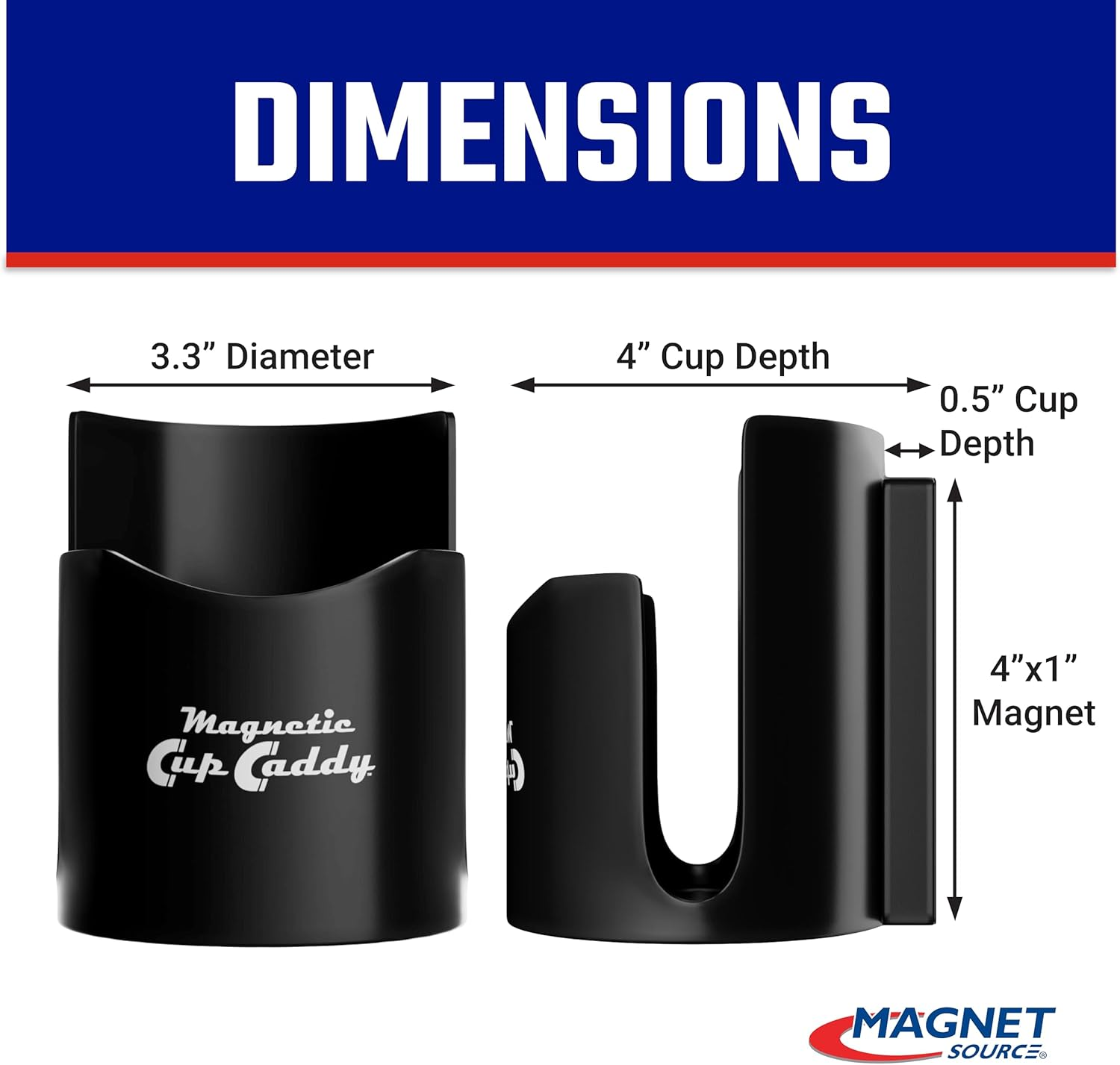 Master Magnetics Magnetic Cup Holder - Caddy for Bottles, Glasses, and Cans - Fits on Fridge, Lawnmower, Forklift, Cart, or Ladder - Heavy-Duty Magnet - Black image number 2