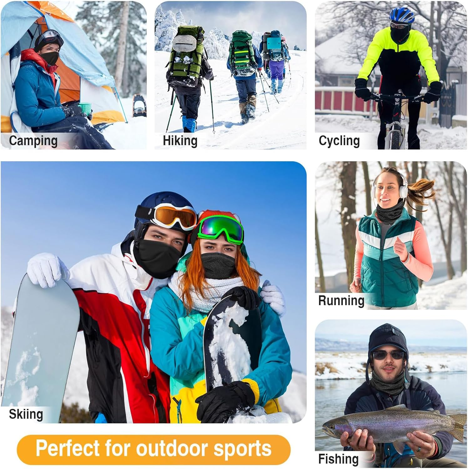 2 Packs Neck Warmer Gaiter Ski Balaclava for Men and Women Reusable Neck Cover UV Protection Balaclava for Men Women Outdoor Sport image number 4