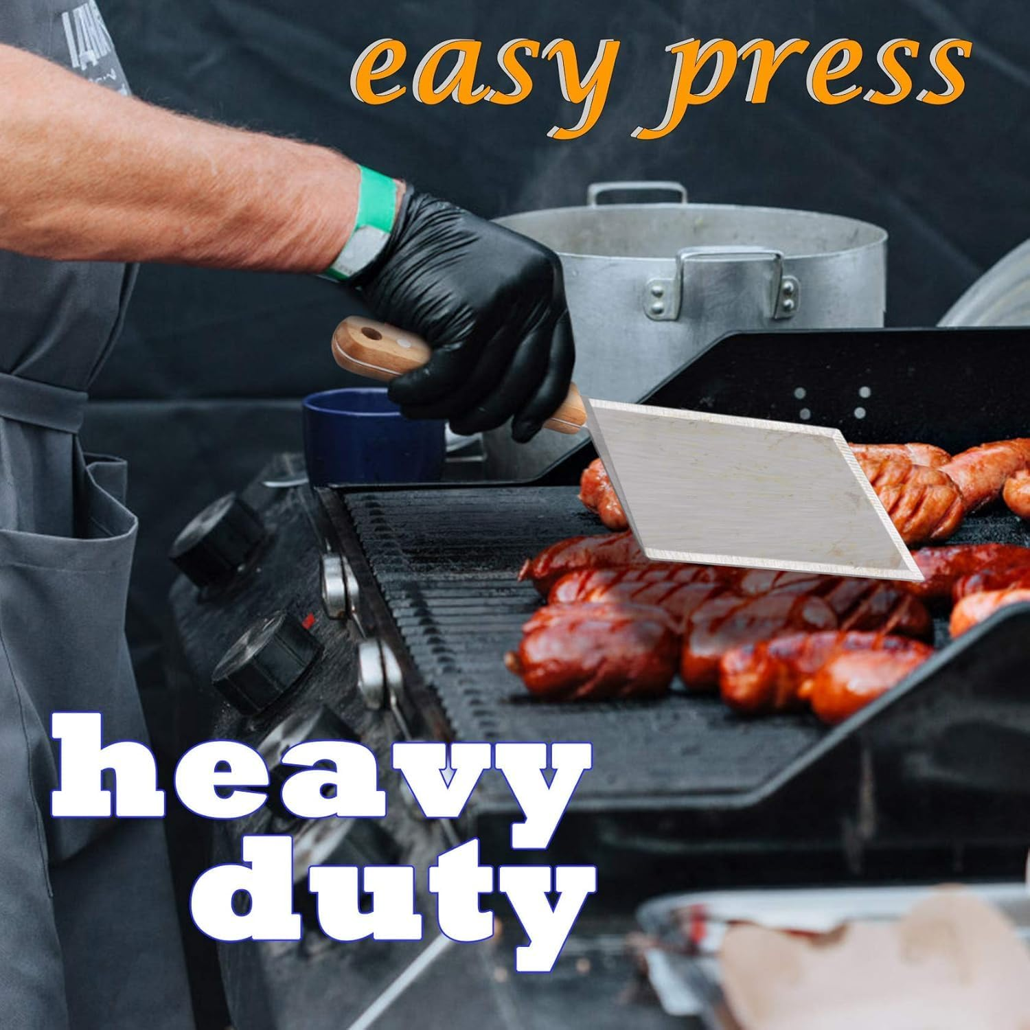 Metal Spatula Set of 2, Stainless Steel Griddle Hamburger Spatula, as Barbecue Turner Grilling BBQ Griddle Accessories, Heavy Duty & Easy Press, Smash Burgers (Silvery, One Size)