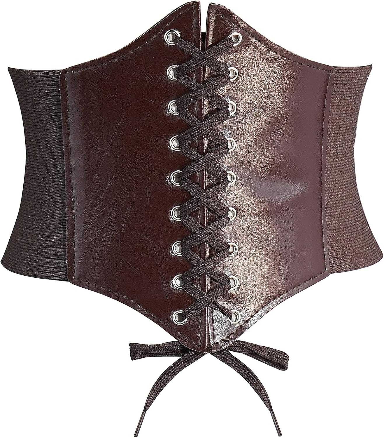 Corset Belts for Women, Wide Elastic Tied Leather Waspie Waist Belt for Girls Dresses