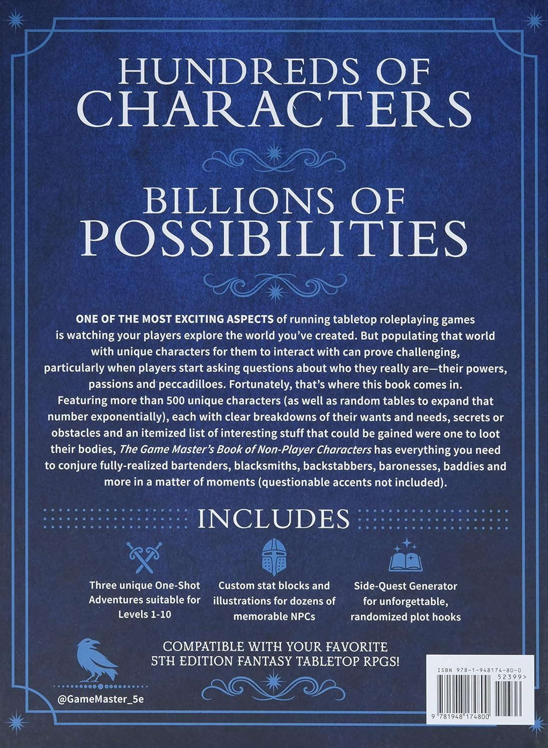 The Game Master'S Book of Non-Player Characters: 500+ Unique Villains, Heroes, Helpers, Sages, Shopkeepers, Bartenders and More for 5Th Edition RPG Adventures image number 1
