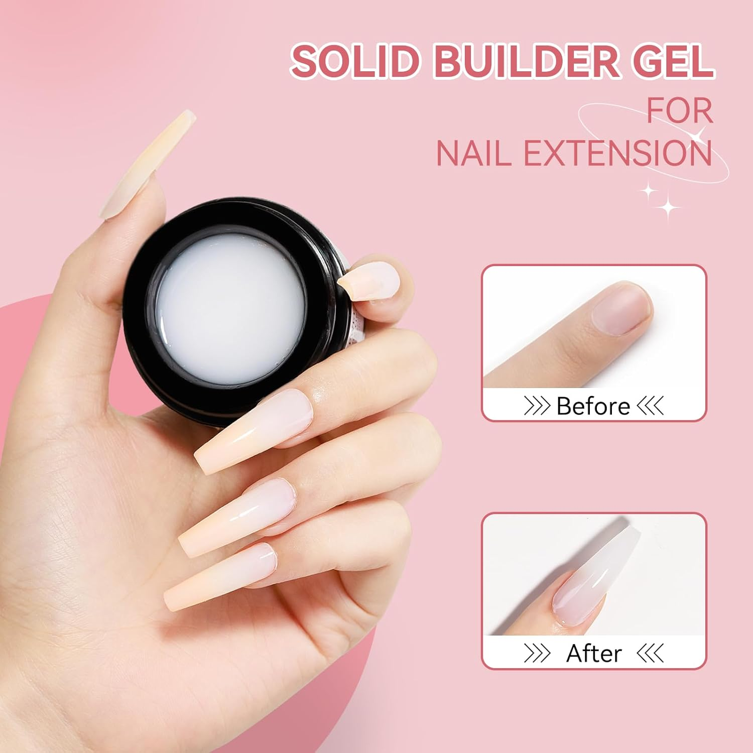 SUPWEE Solid Builder Gel 2PCS Clear & White 3D Nail Art Gel Kit with 36PCS Nail Forms for Sculpting Carving Modeling and Extension Soak off U V Home Diy Manicure image number 5