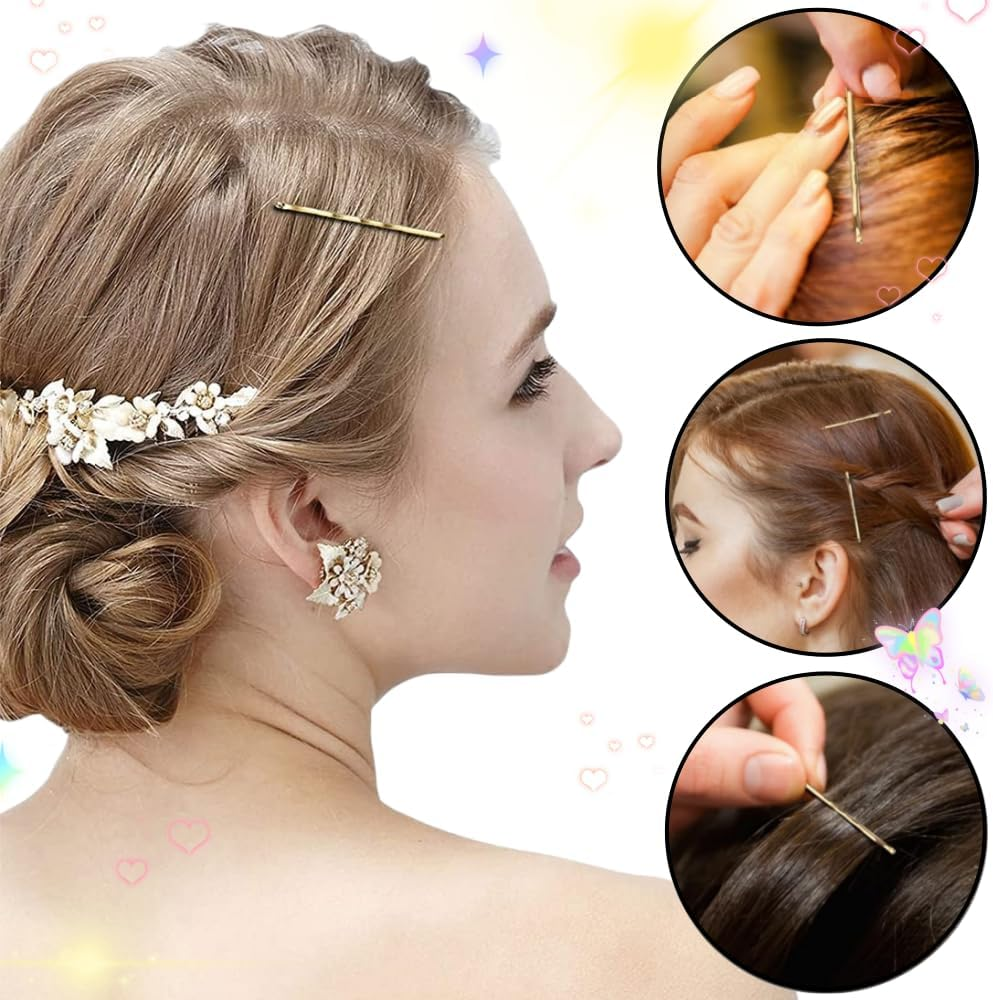 5.5 CM Golden Hair Clips, Medium-Sized Wavy Clip Accessories, 100 Golden Clips