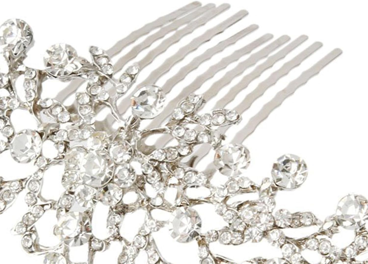 POPETPOP Hair Clip with Diamonds Vintage Silver Hair Side Combs Hair Comb Made of Silver Vintage Alloy Wedding Hair Comb with Rhinestone Beads Rhinestone Comb Wedding Dress Women'S Hair Pin image number 3