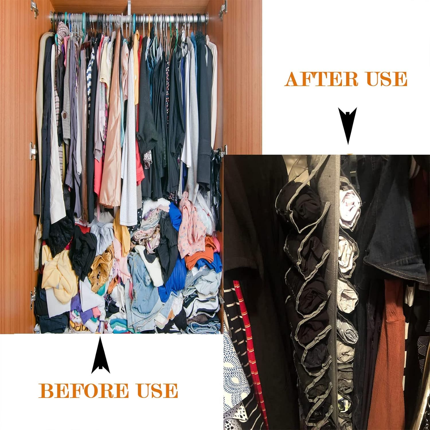 Hanging Closet Organizer,Legging Roll Holder Organizer,Storage Bag Storage Hanger Can Holds 24 Leggings or Shirts Jeans image number 6