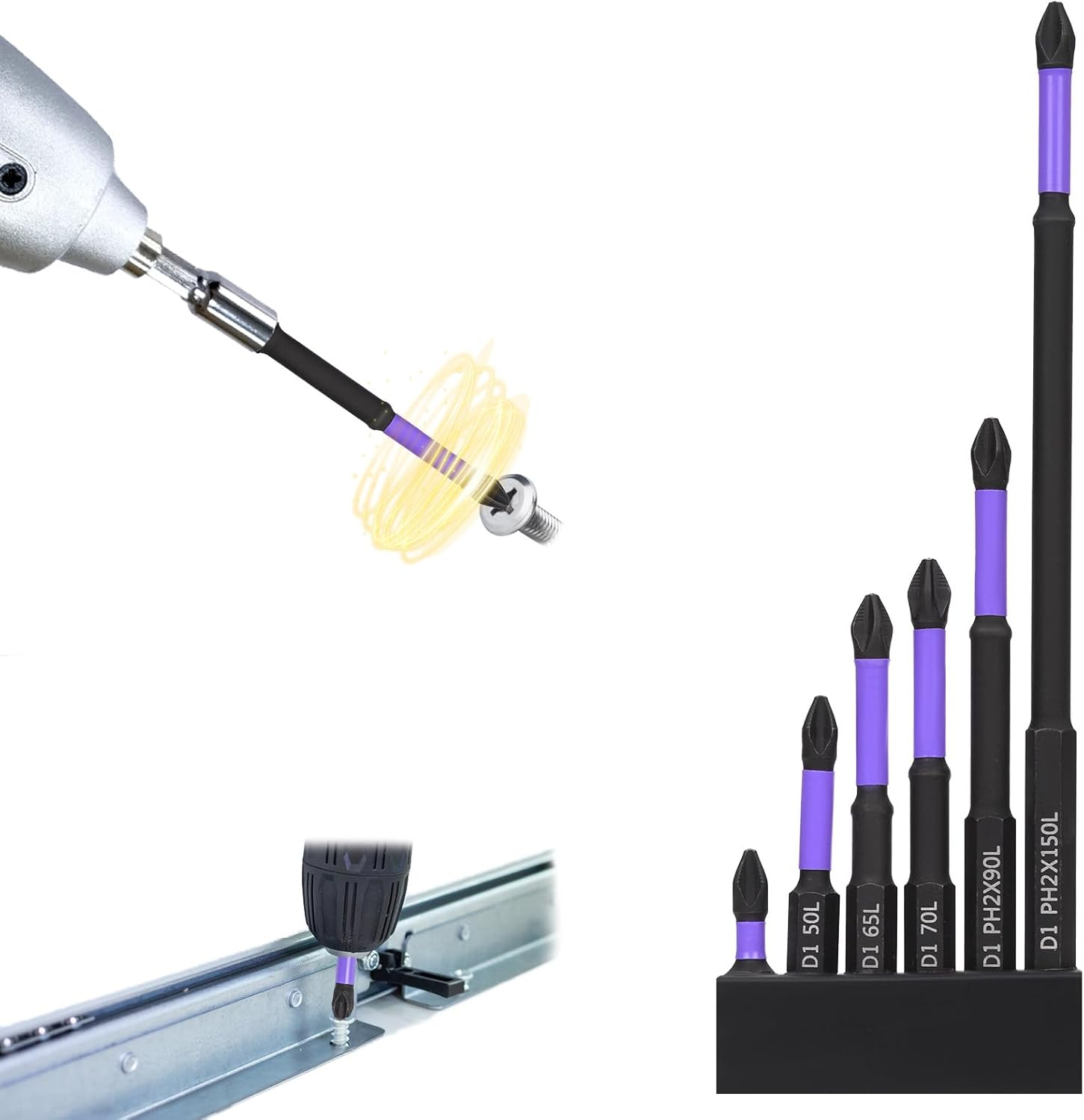 6 Pieces Upgraded High Hardness and Strong, Magnetic Bits D1 Magnetic Drills Non-Slip Impact Resistance Phillips Screwdriver Bit with Phillips Set for Electric Impact Drill Hand Drill image number 5