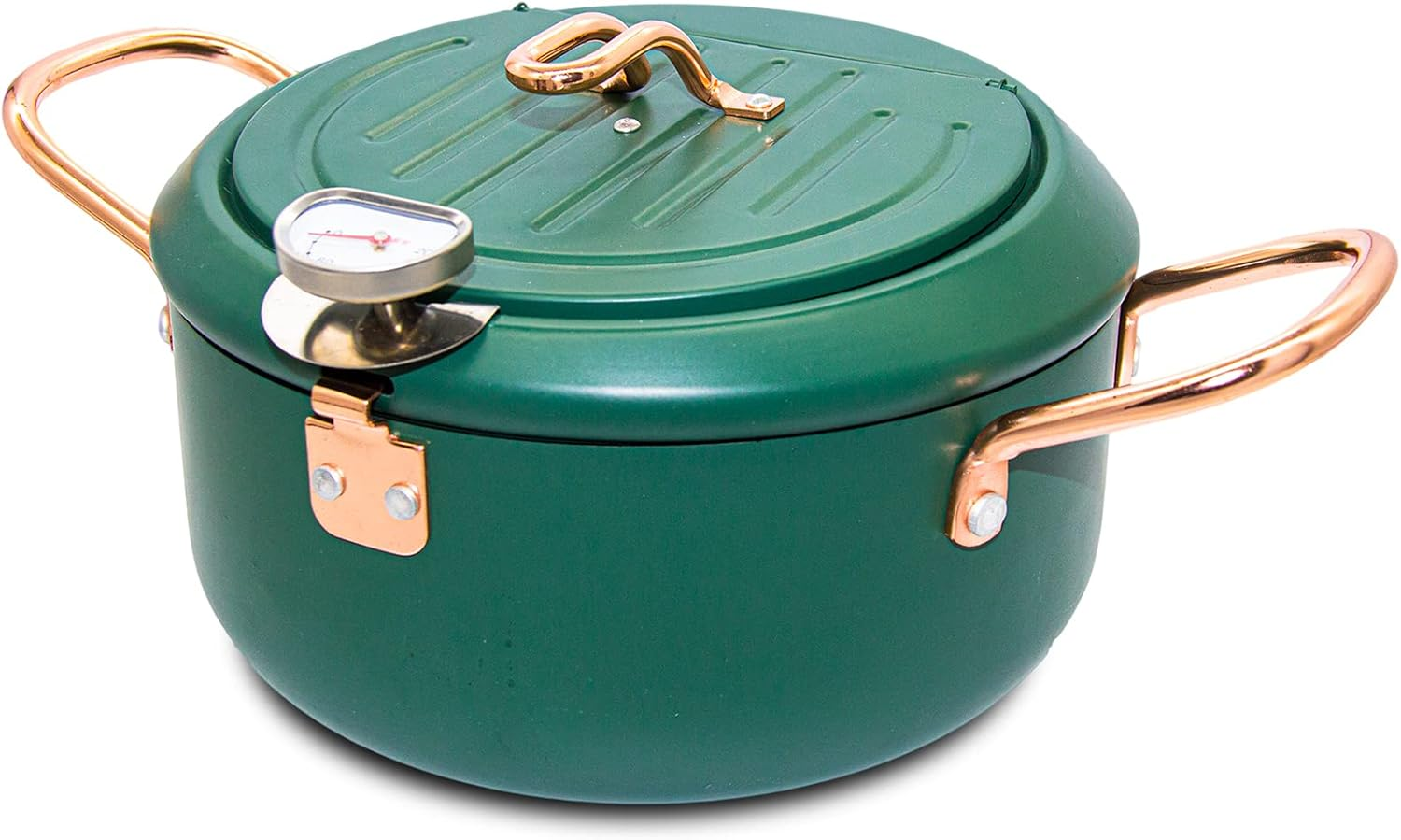 Cyrder Japanese Tempura Deep Fryer Pot with Fahrenheit Thermometer 3.5L- Nonstick Carbon Steel Oil Fryer, Fried Tempura/Chicken/Fish/Shrimp, Easy Clean, Green Big Tempura Pan, 10.2Inch image number 5