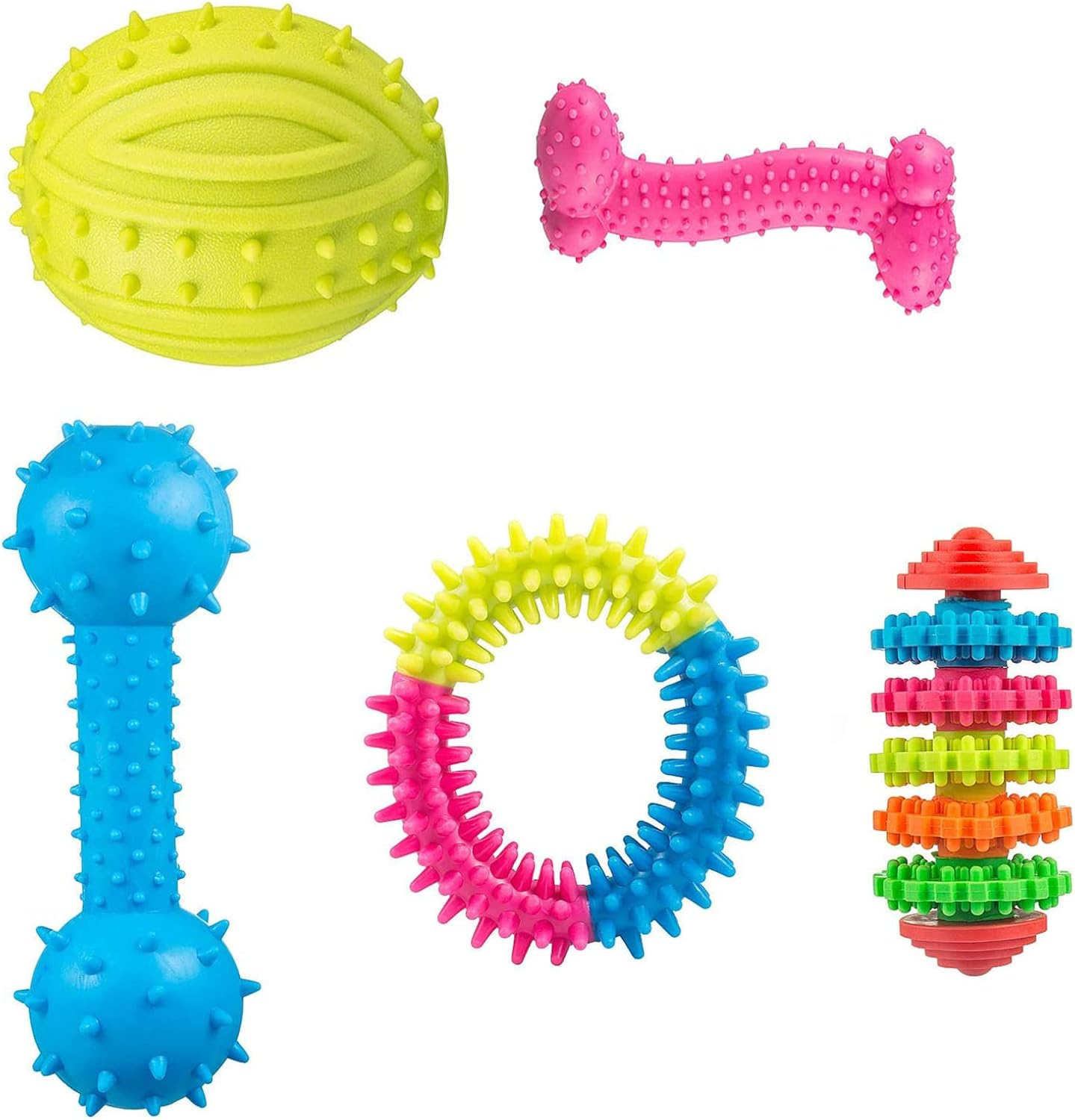 Comius Sharp Puppy Dog Teeth Toy, 5 Piece Teeth Cleaning Dog Chew Toy for Small, Medium Dog Breeds, Interactive Silicone Dental Care Dental Chew Toy for Training image number 3