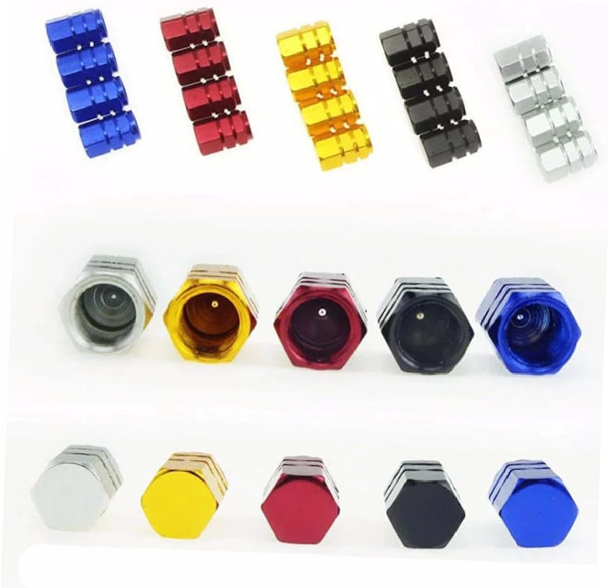 ULTECHNOVO 40Pcs Colors Hexagonal Auto Car Tire Caps Covers for Car Tire Valve Caps for Automotive Tyres Wheels Lightweight and Material image number 2
