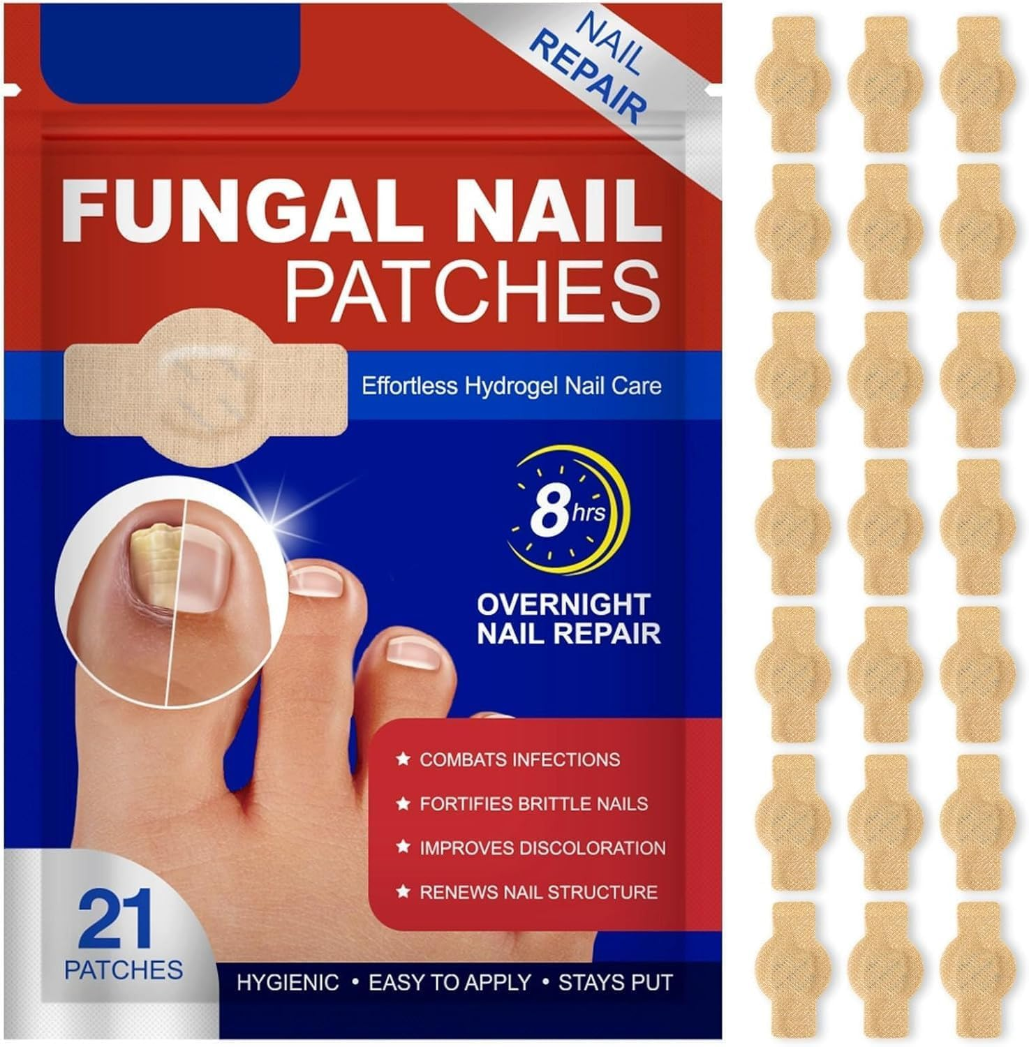 Fungal Nail Patches for Toenails, Nail Health Care Patches, Overnight Toe Nail Treatments for Damaged Nails Foot Nails Repair and Care image number 3