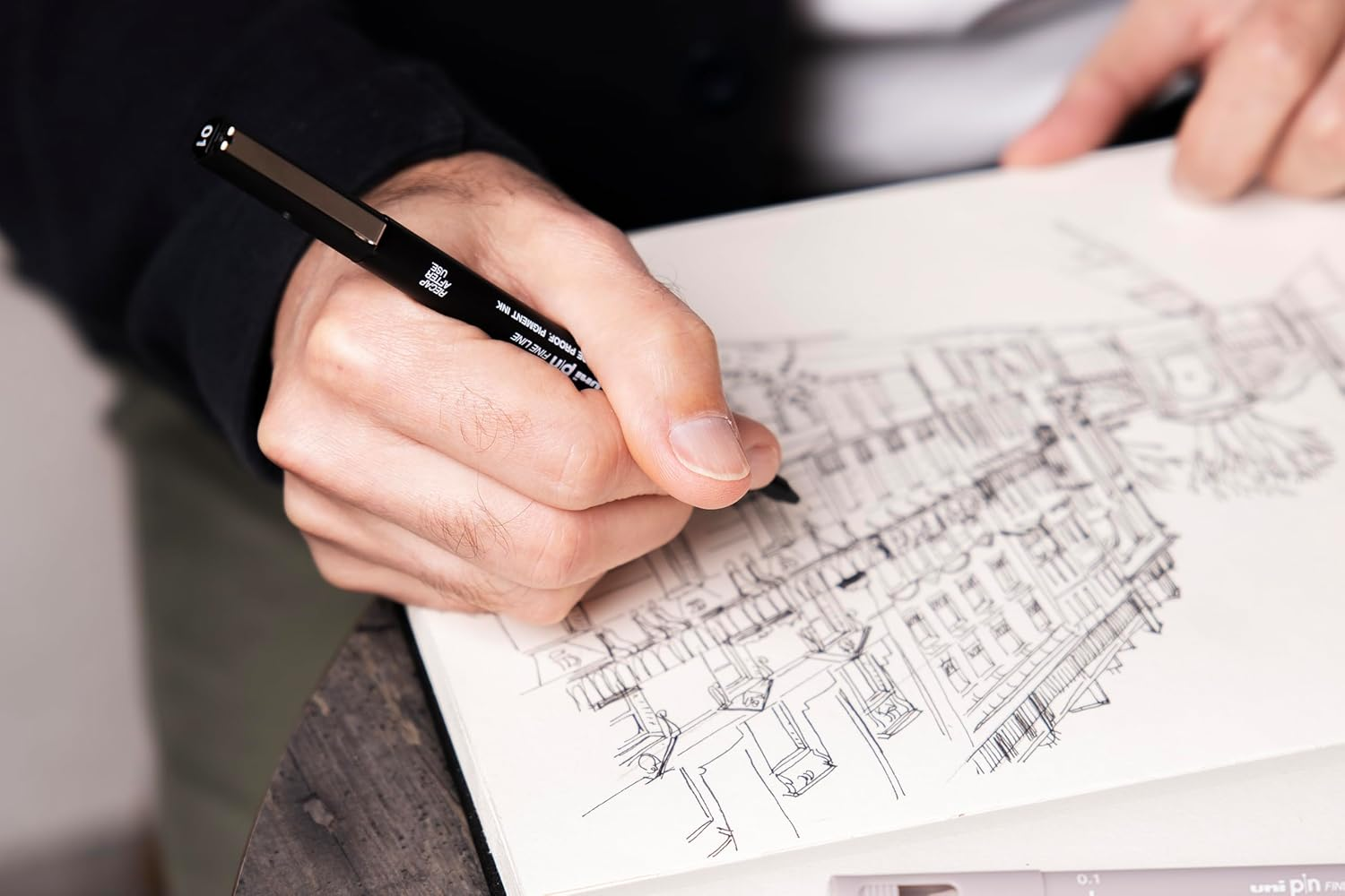 Uni-Ball Pen Case 8 Pack Calibrated Markers 0.03 to 1.2Mm Black Classic Set I