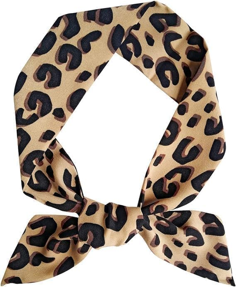 Brown Leopard Neck Tie Chic Skinny Scarf Hairband Stylish Purse Scarf Leopard Accessory Women'S Fashion Scarves, Scarves and Wraps image number 4
