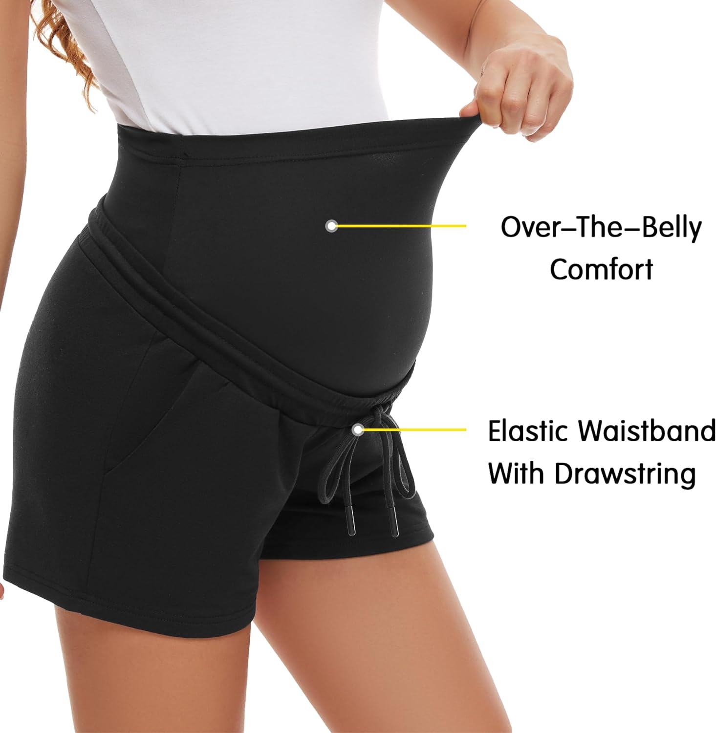 Fitglam Women'S Maternity Shorts over the Belly Maternity Comfy Lounge Clothes Pregnancy Athletic Activewear with Pockets image number 5