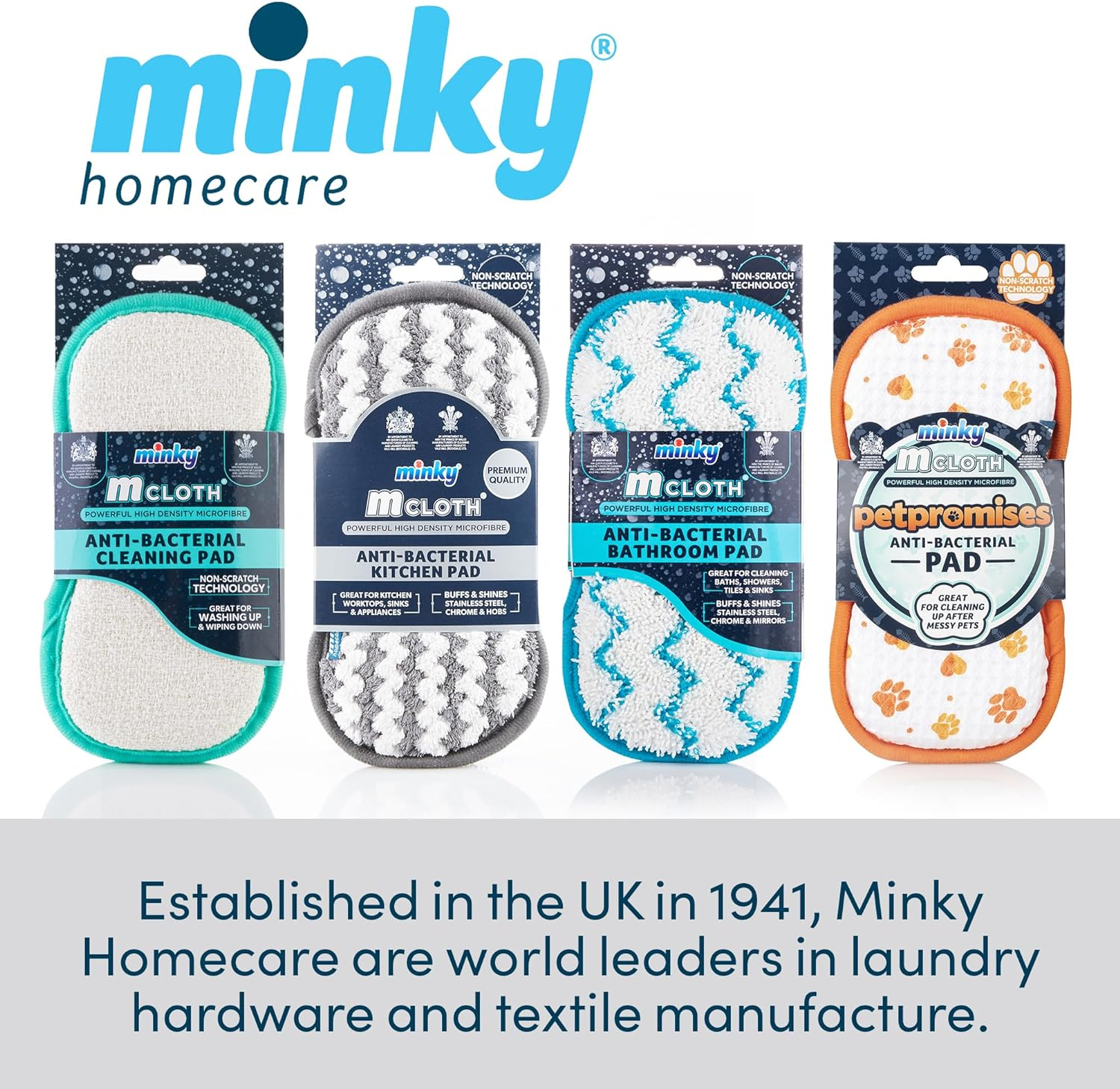 Minky M Cloth Anti-Bacterial Kitchen Cleaning Pad - Dual-Sided Microfibre Cleaning Cloth for Kitchen Surfaces - Minky Kitchen and Household Cleaning with Non-Scratch Technology image number 6