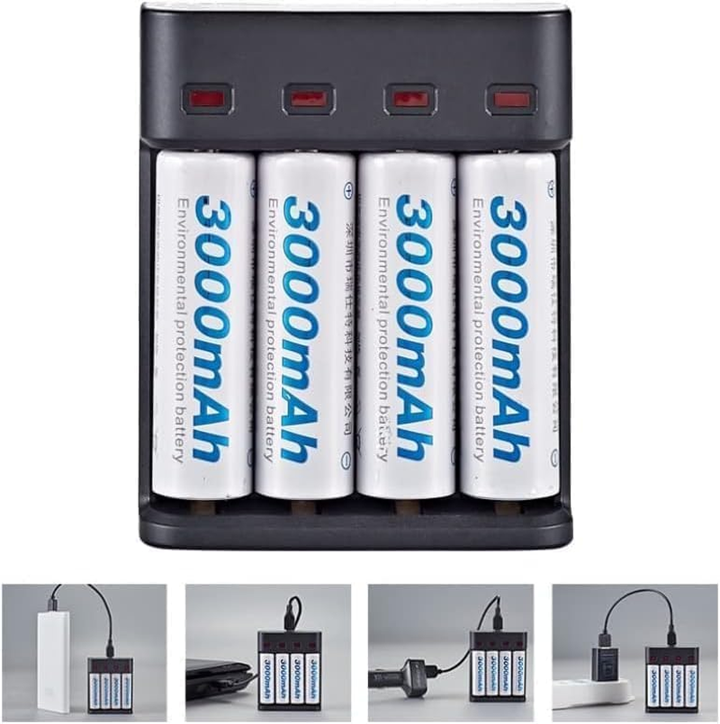 4 Slot Battery Charger for AA/AAA Batteries Nimh Battery Charger USB Universal Rechargeable Battery Charger image number 3