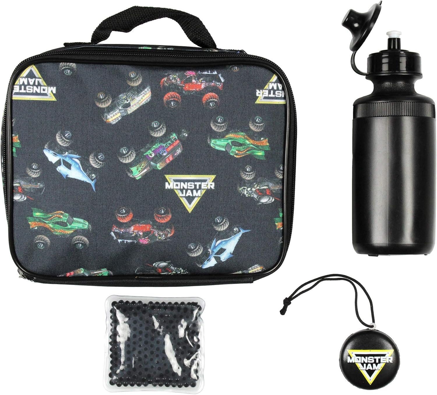 Monster Jam Megladon Grave Digger Max-D Monster Trucks Backpack Lunch Bag Water Bottle Ice Pack 5 Piece Mega Set image number 2