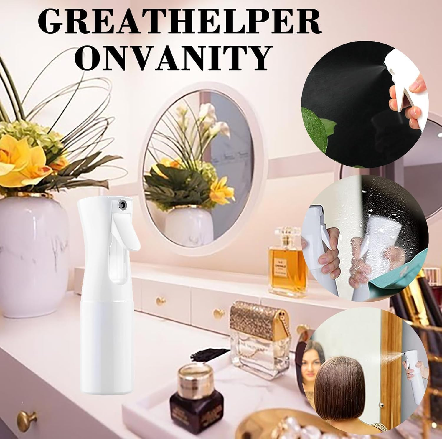 Fine Continuous Spray Bottle, 2Pcs Hair Spray Misting Bottle,Fine Mist Spray Bottle,Hair Water Spray Bottle,Continuous Mister Water Spray Bottle,Fine Mist Spray Bottle Water Mister Spray Bottle,200Ml image number 4