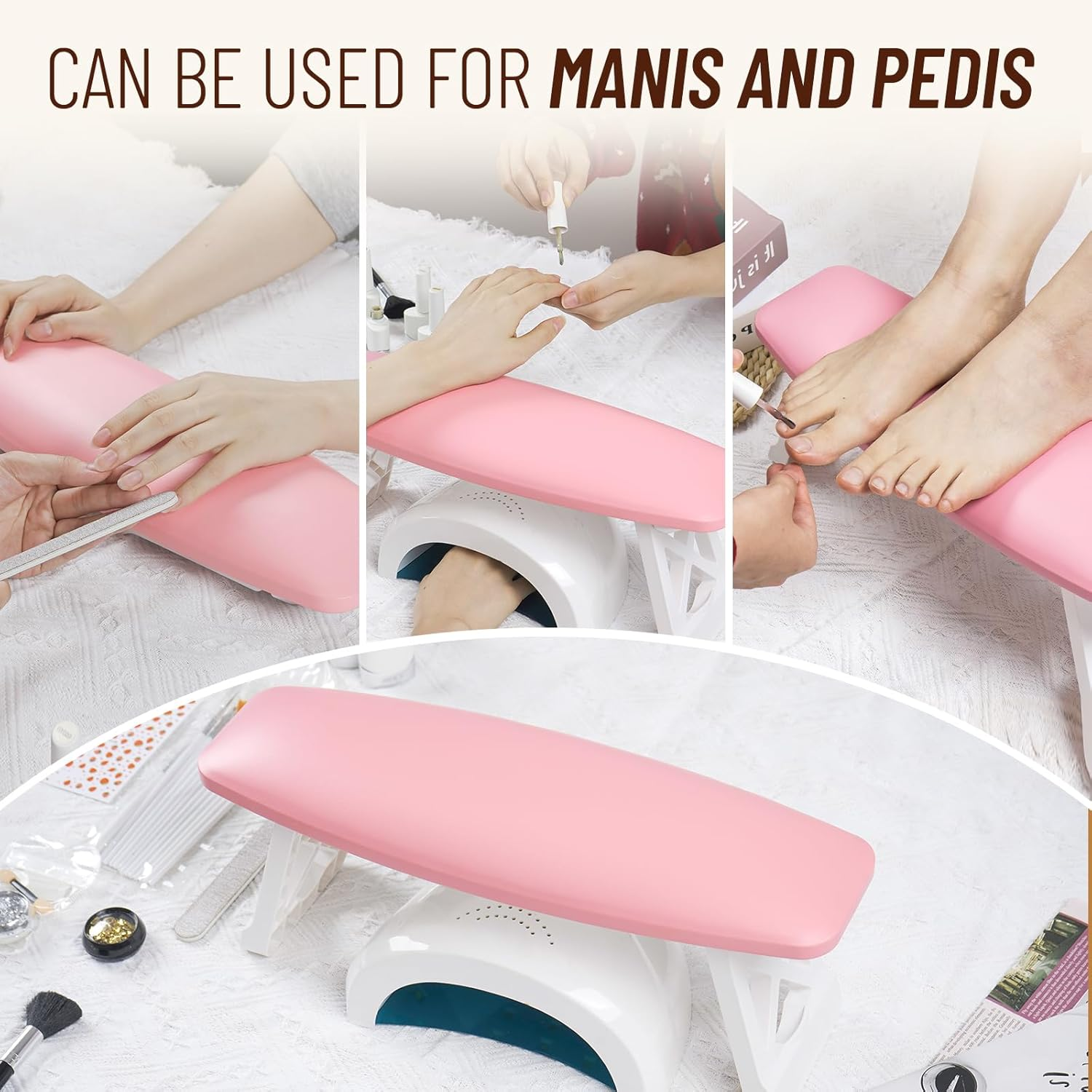 AMAZDIP Nail Arm Rest Hand Rest Stand, Nails Tech Must Have Supplies, Large Foldable Soft Microfiber Leather Foot Hand Stand Cushion Pillow for Manicure Salon Station image number 6