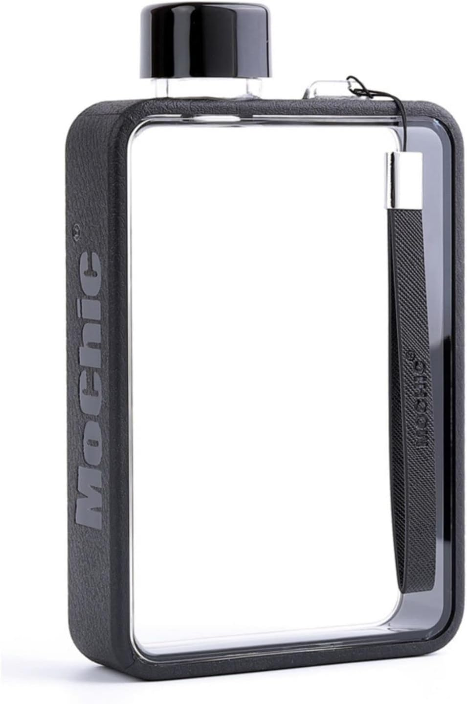 A5 Flat Water Bottle for Cold and Warm Drink Portable Travel Mug Men Women Kids High-Quality Plastic Flask BPA Free Water Bottle for Sports - Leak Proof. 380Ml (Black)