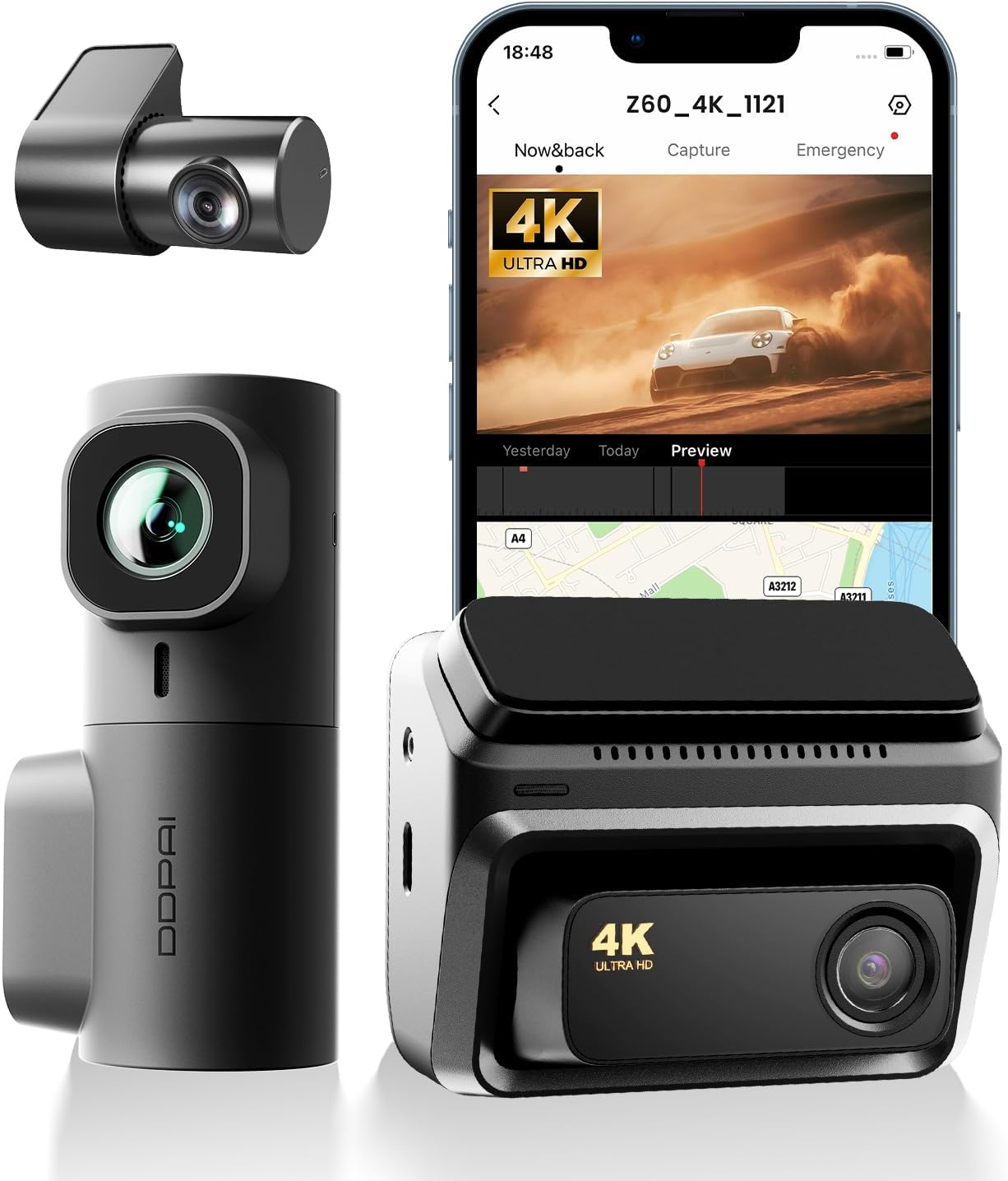 DDPAI 3 Channel 2160P+1440P+1080P Front Rear and inside Dash Cam Dashcam with Start Reminder Night Vision 5G Wifi APP Control Extended 24 Hours Parking Monitor Support 512GB TF Card, Z60 &Pi;link image number 2