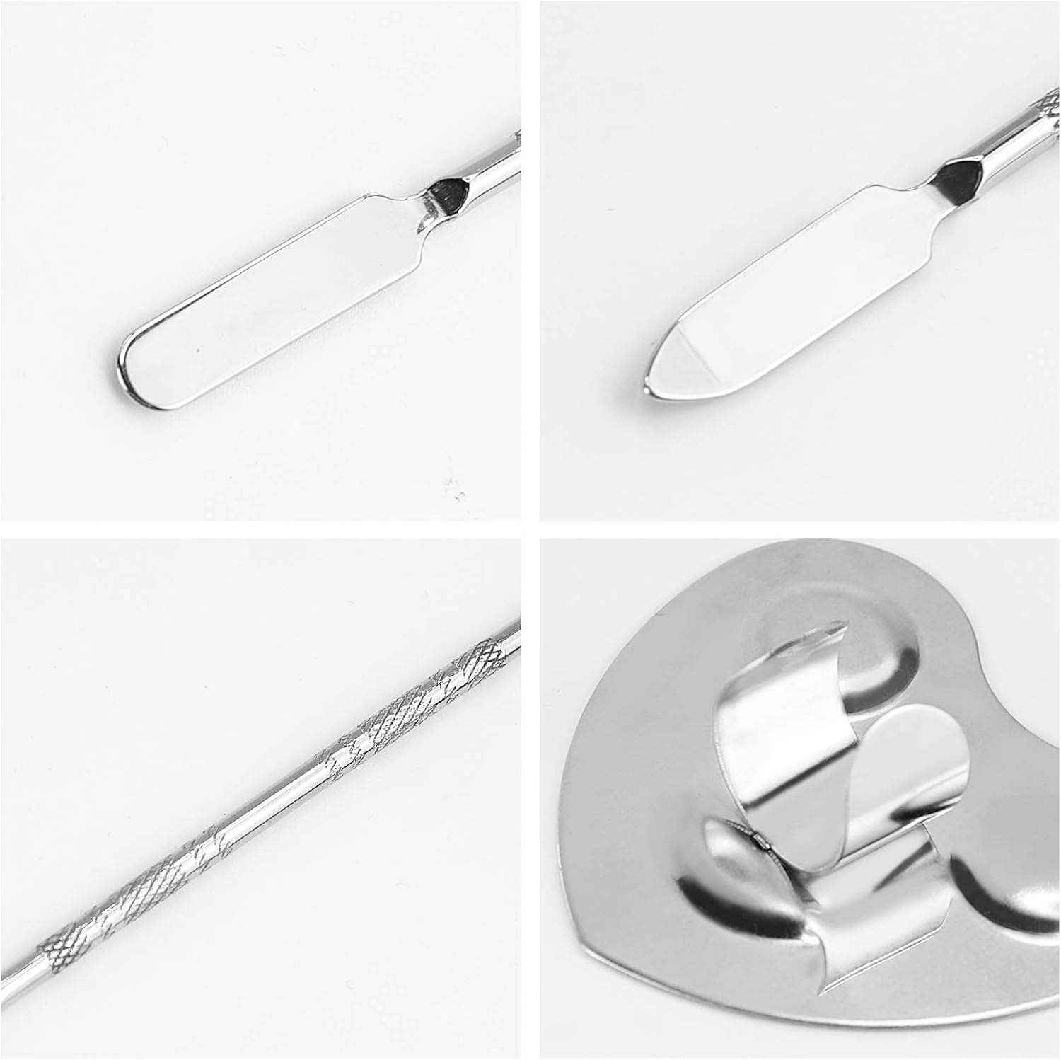 LONGWAY 2 Pieces Makeup Cosmetic Palettes with Finger Rings,Nail Art Polish Holder Stainless Steel Mixing Palette Ring Nail DIY Art Design Paint Color Mixing Paint Manicure Tool with Spatula image number 4