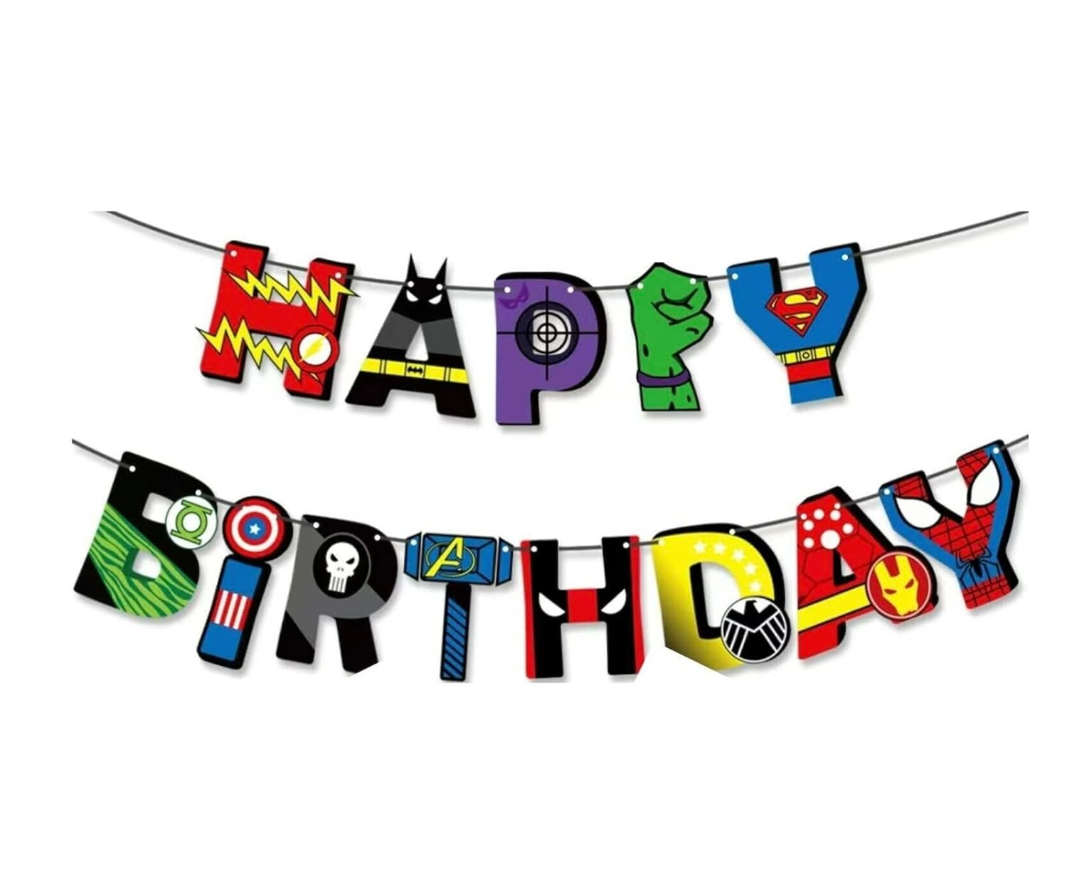 Marvel Avengers Happy Birthday Banner Super Hero Decoration image number 1