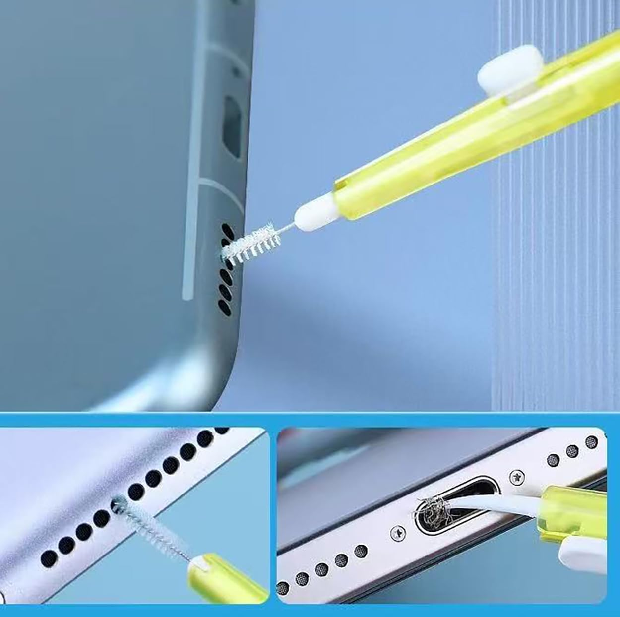 Phone Charge Port Cleaning Brushes, 8Pcs Anti-Clogging Dual Side Cell Phone Hook Cleaner Mini Brushes, Anti-Clogging Dust Remover Mini Cleaning Brushes for Iphone Charging Port image number 2