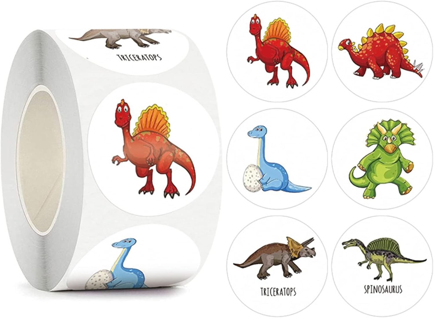 Round Dinosaur Stickers for Kids, Teacher Reward Stickers, School Supplies, Animal Incentive Roll Sticker,School Classroom Must Have Supplies, Motivational Teacher Stickers for Students image number 5