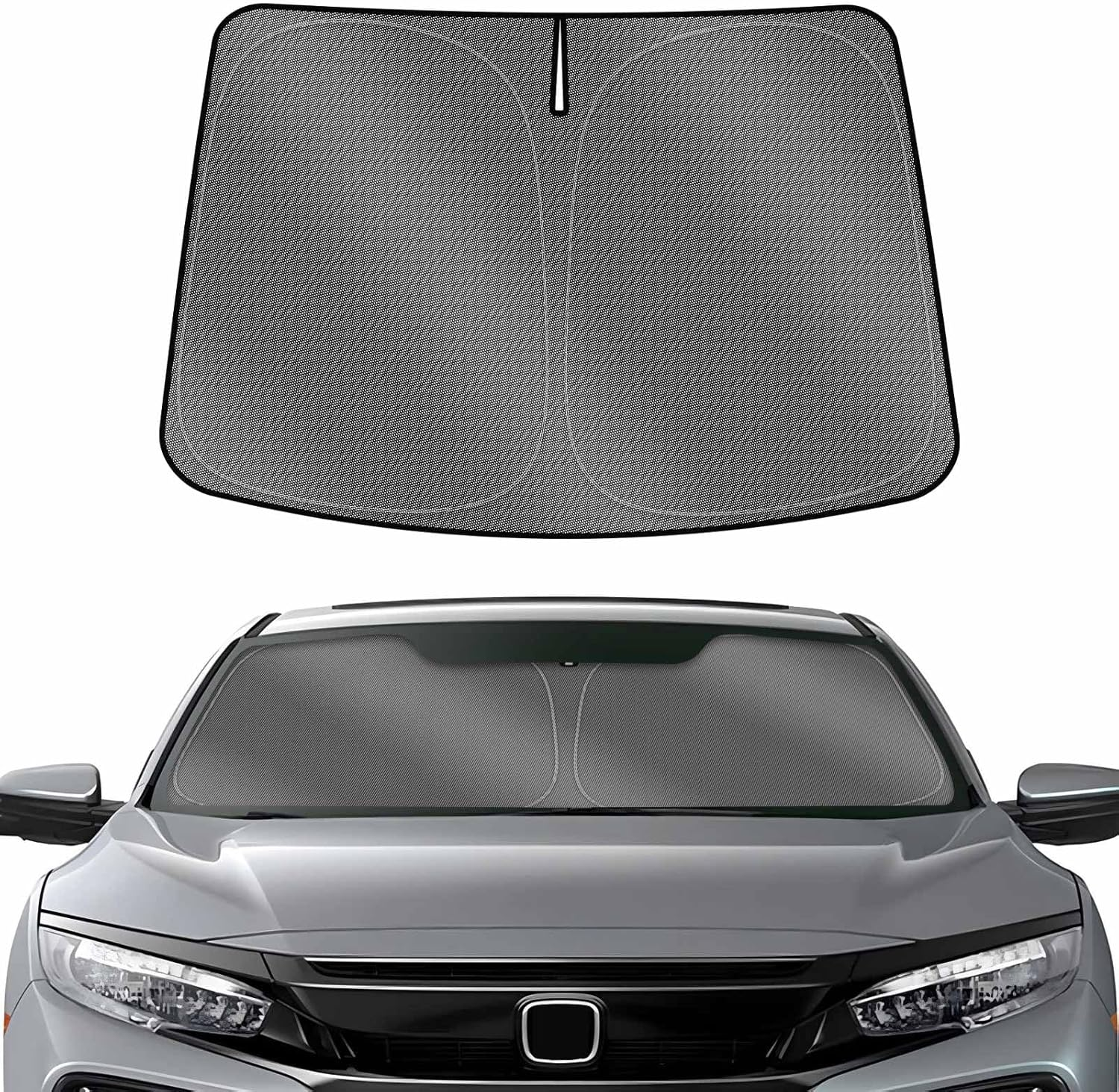 Karltys Compatible with Sunshade Honda Civic 2016-2021 10Th Gen. Accessories Windshield Sun Shade UPF50+ Foldable Front Window Cover 240T Reflective Sun Visor Protector Block Heat Keep Car Cooler image number 6
