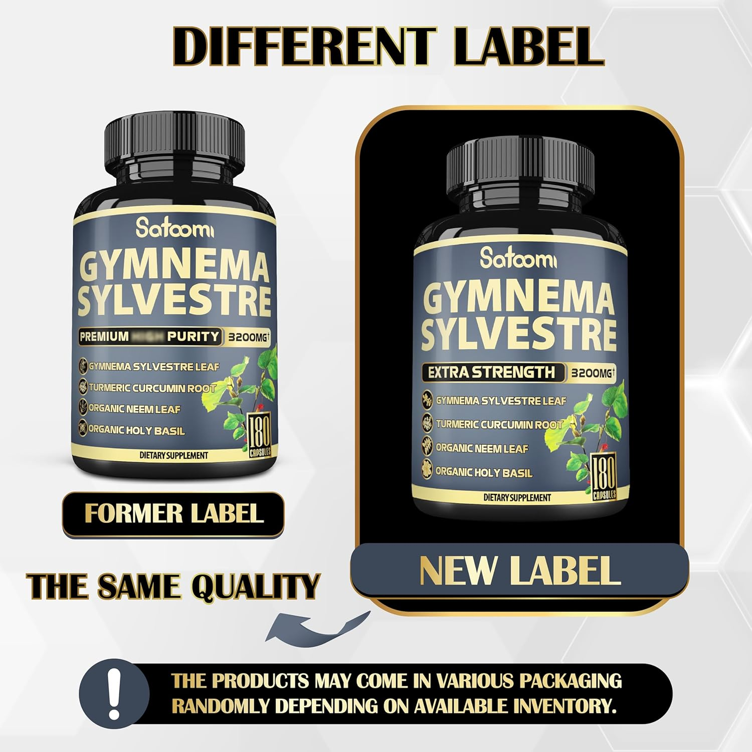 SATOOMI Gymnema Sylvestre Extract Capsules -    - 4 Herbs - Blended with Turmeric Curcumin & Neem Leaf, Holy Basil - 1 Pack 180 Vegan Capsules image number 5