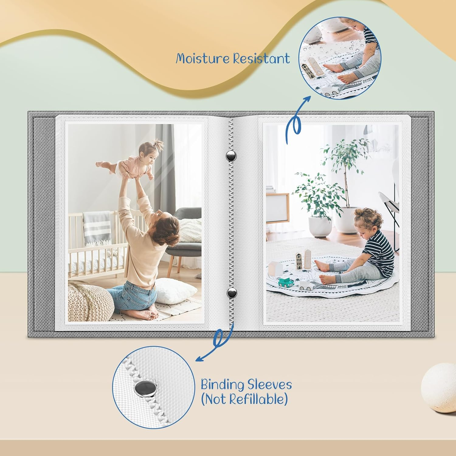 Fintie Photo Album 4X6 Photos - 52 Photos Small Mini Capacity Premium Vegan Leather Cover Photo Album, Portable Wallet Photo Album for Family Wedding Boys Girls, Vintage Brown - Bloom image number 5