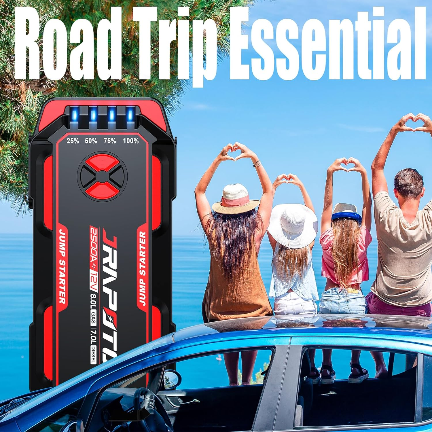 Portable Car Jump Starter, 2500A Peak Battery Jumper Starter Portable, Jump Box for Car Battery, 12V Portable Jump Starter for 8.0L Gas & 7.0L Diesel Cars image number 5