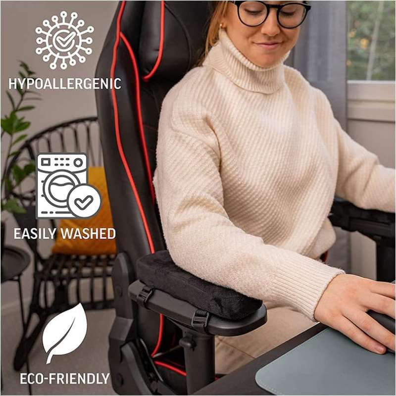 Clamp-On Adjustable Armrest for Desk, Ergonomic 360&deg;Rotating Elbow Cushion Pad with 6-Level Height, above Desk Extension Platform Arm Support (Hick Chair Armrest Pads) image number 1