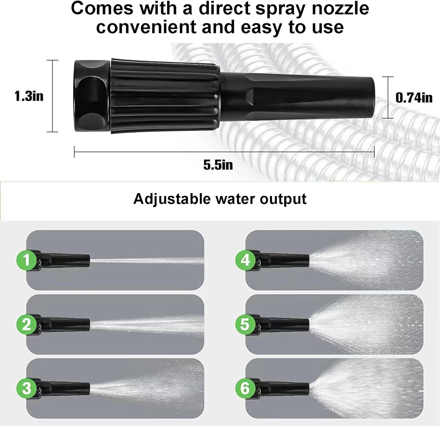 50Ft Flexible Garden Hose - Stainless Steel with Multi-Function Nozzle, Kink Free & Tangle Free, Suitable for Patio, Outdoor, RV Use image number 2