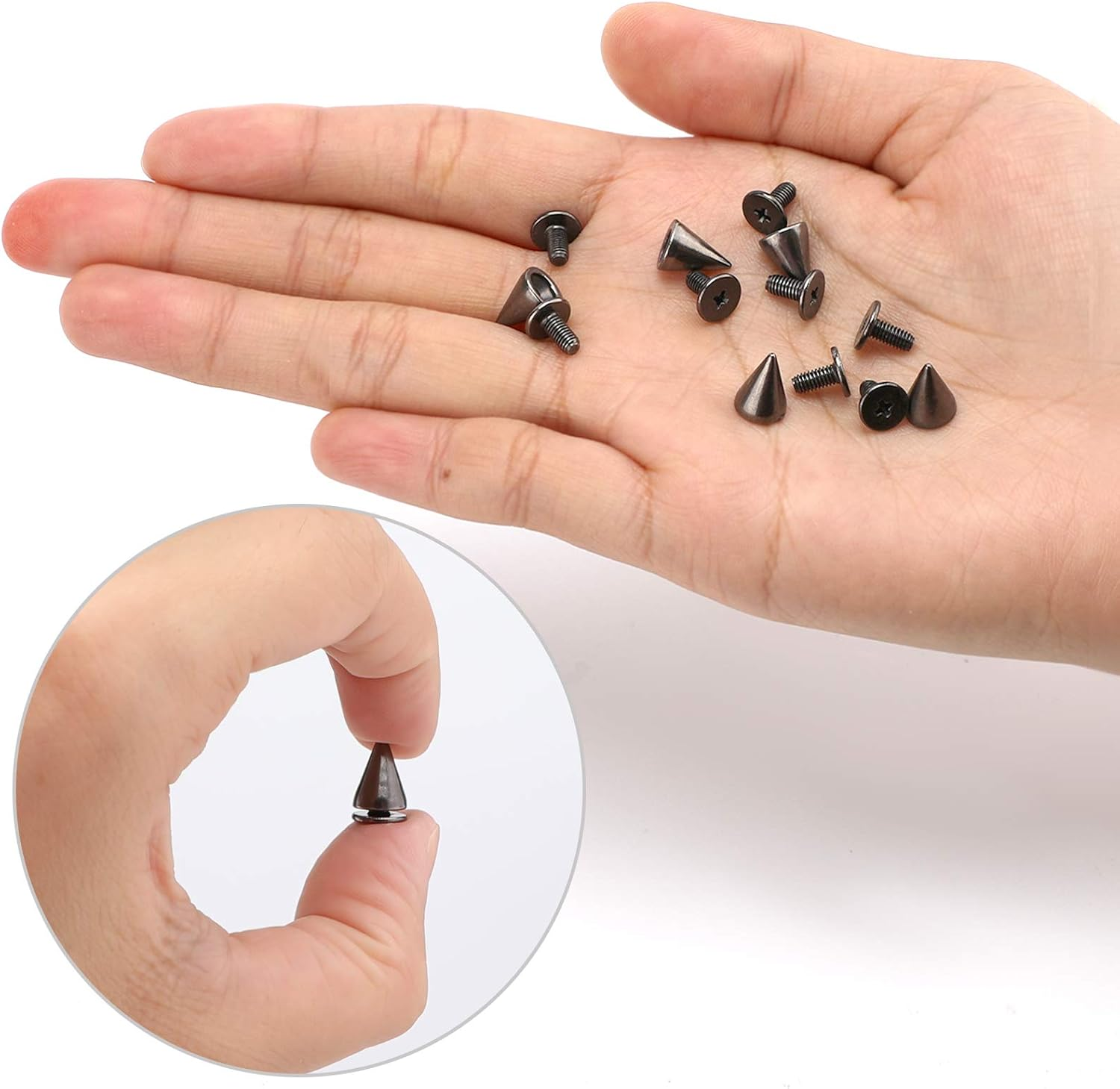 LUTER 200 Sets/Pairs 7X9.5Mm Bullet Cone Spikes and Studs Gun Metal Screw Back Studs DIY Craft Rivets Punk for Clothing Shoes Leather Belts Bag (Gun Black) image number 1