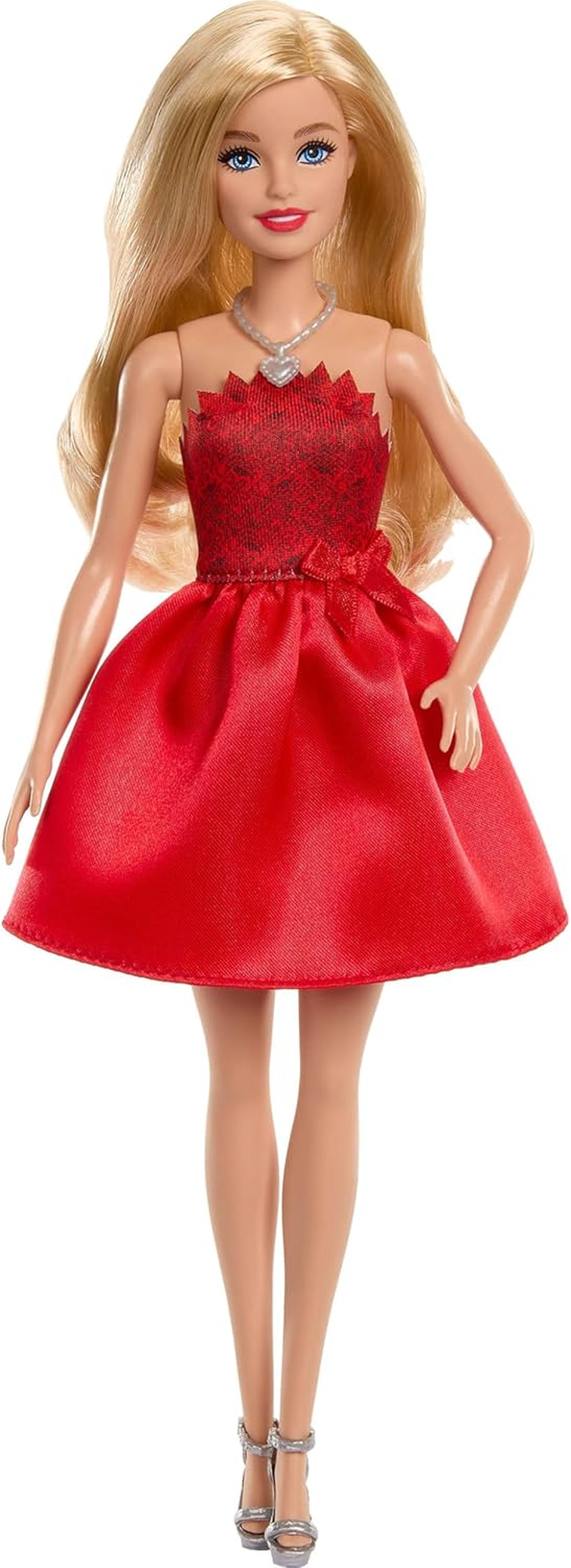 ​Barbie Mattel 80Th Anniversary Ruby-Red Celebration Blonde Fashion Doll Wearing Red Dress with Silvery Shoes & Necklace, Collectible Toy image number 2